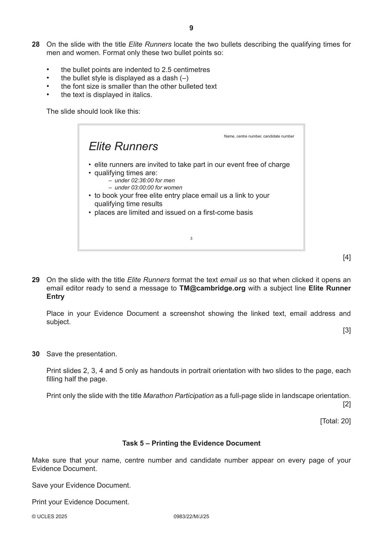 Cambridge IGCSE Information and Communication Technology (9-1) 0983 2025 May/June Paper 2 · Variant 2 question paper, page 9 of 12