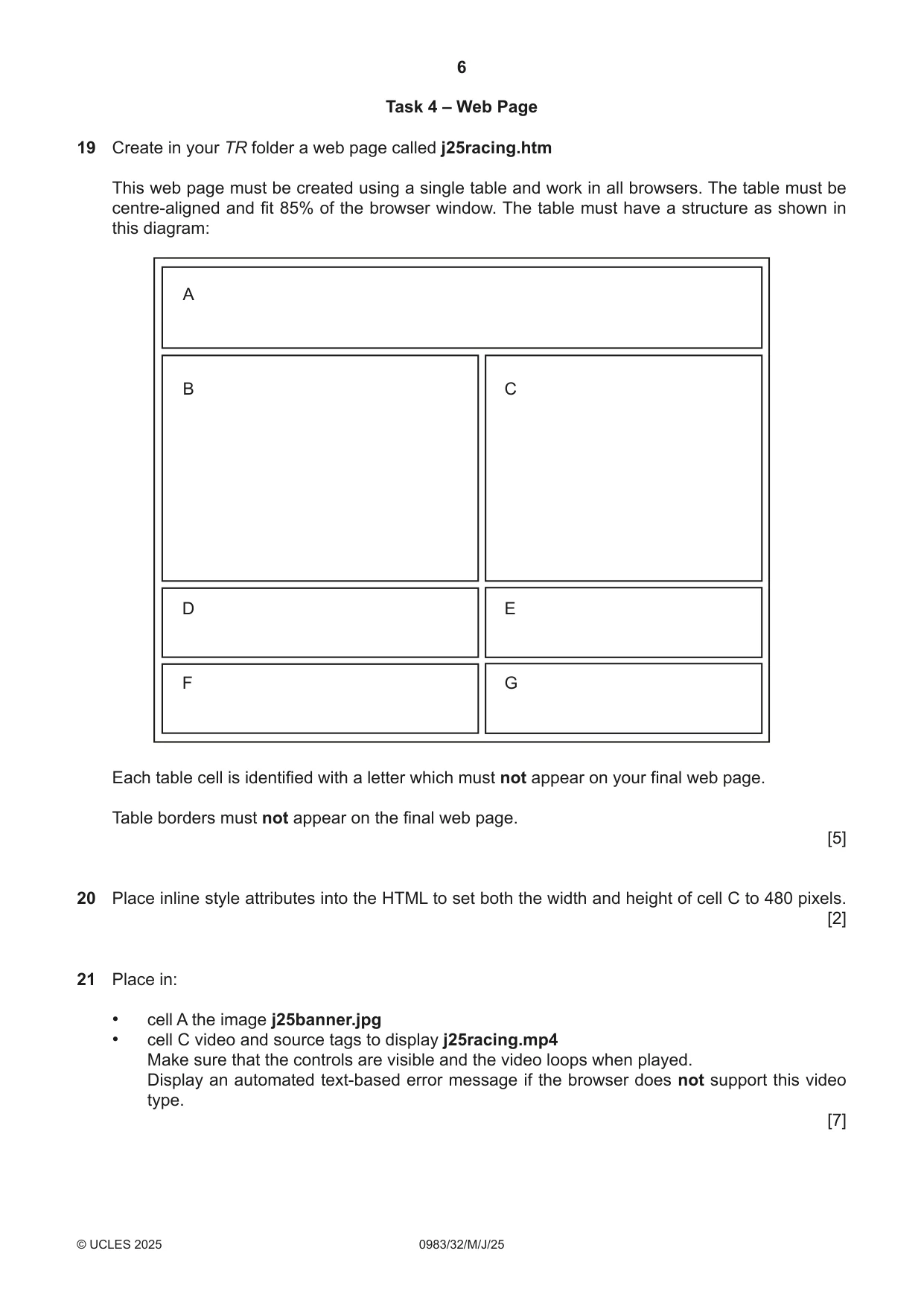 Cambridge IGCSE Information and Communication Technology (9-1) 0983 2025 May/June Paper 3 · Variant 2 question paper, page 6 of 8