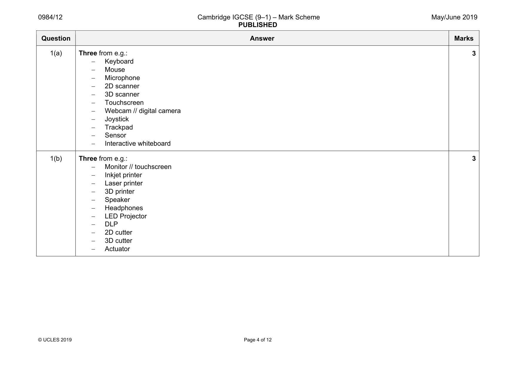 Mark scheme, page 4 of 12