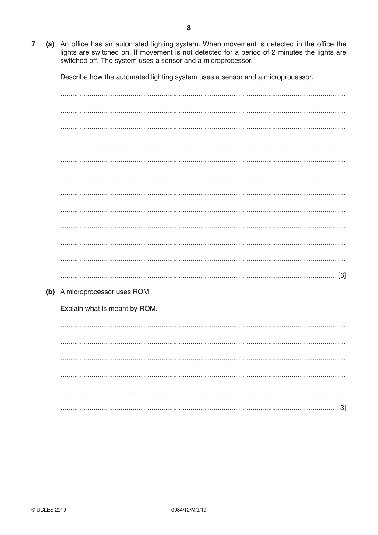 Cambridge IGCSE Computer Science (9-1) 0984 2019 May/June Paper 1 · Variant 2 question paper, page 8 of 12