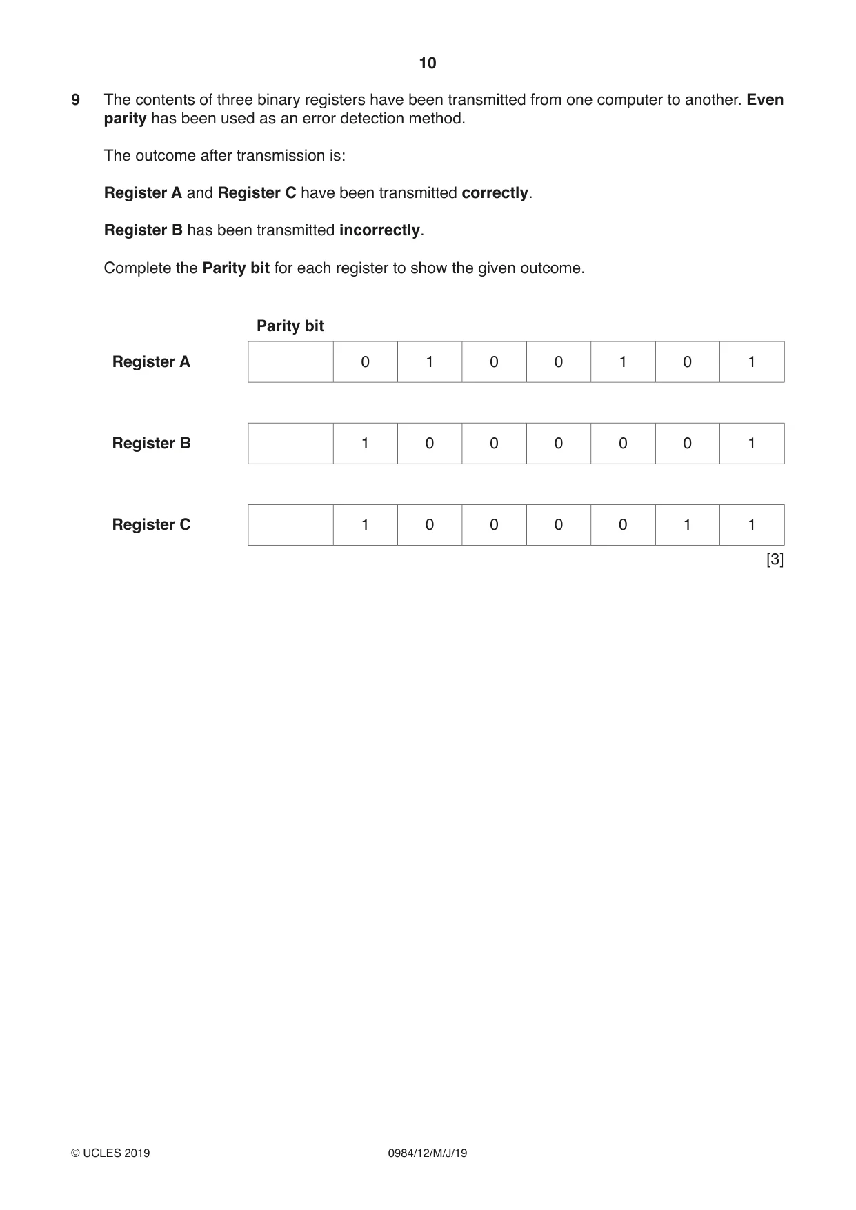 Cambridge IGCSE Computer Science (9-1) 0984 2019 May/June Paper 1 · Variant 2 question paper, page 10 of 12
