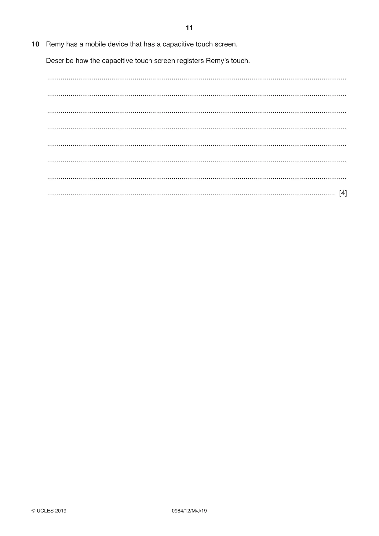 Cambridge IGCSE Computer Science (9-1) 0984 2019 May/June Paper 1 · Variant 2 question paper, page 11 of 12
