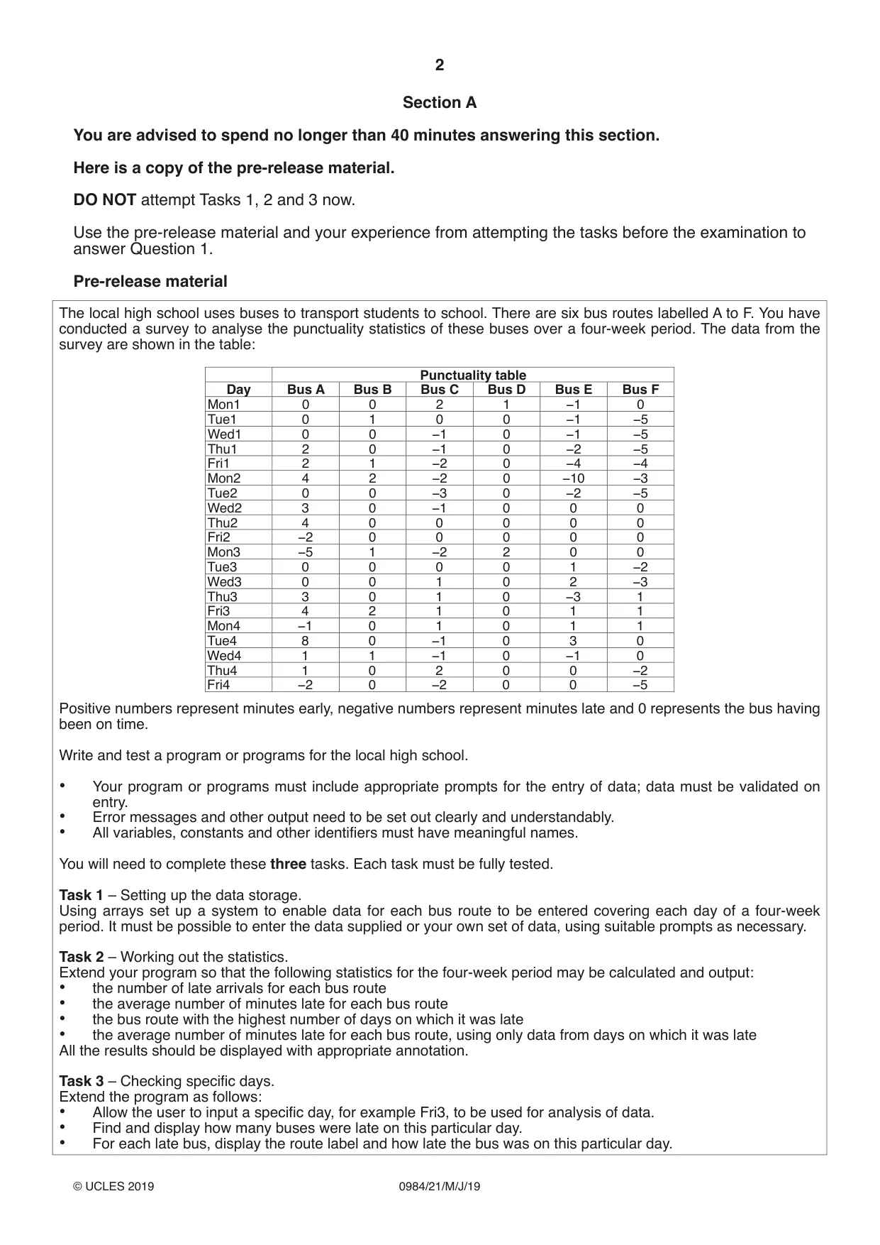 Cambridge IGCSE Computer Science (9-1) 0984 2019 May/June Paper 2 · Variant 1 question paper, page 2 of 16