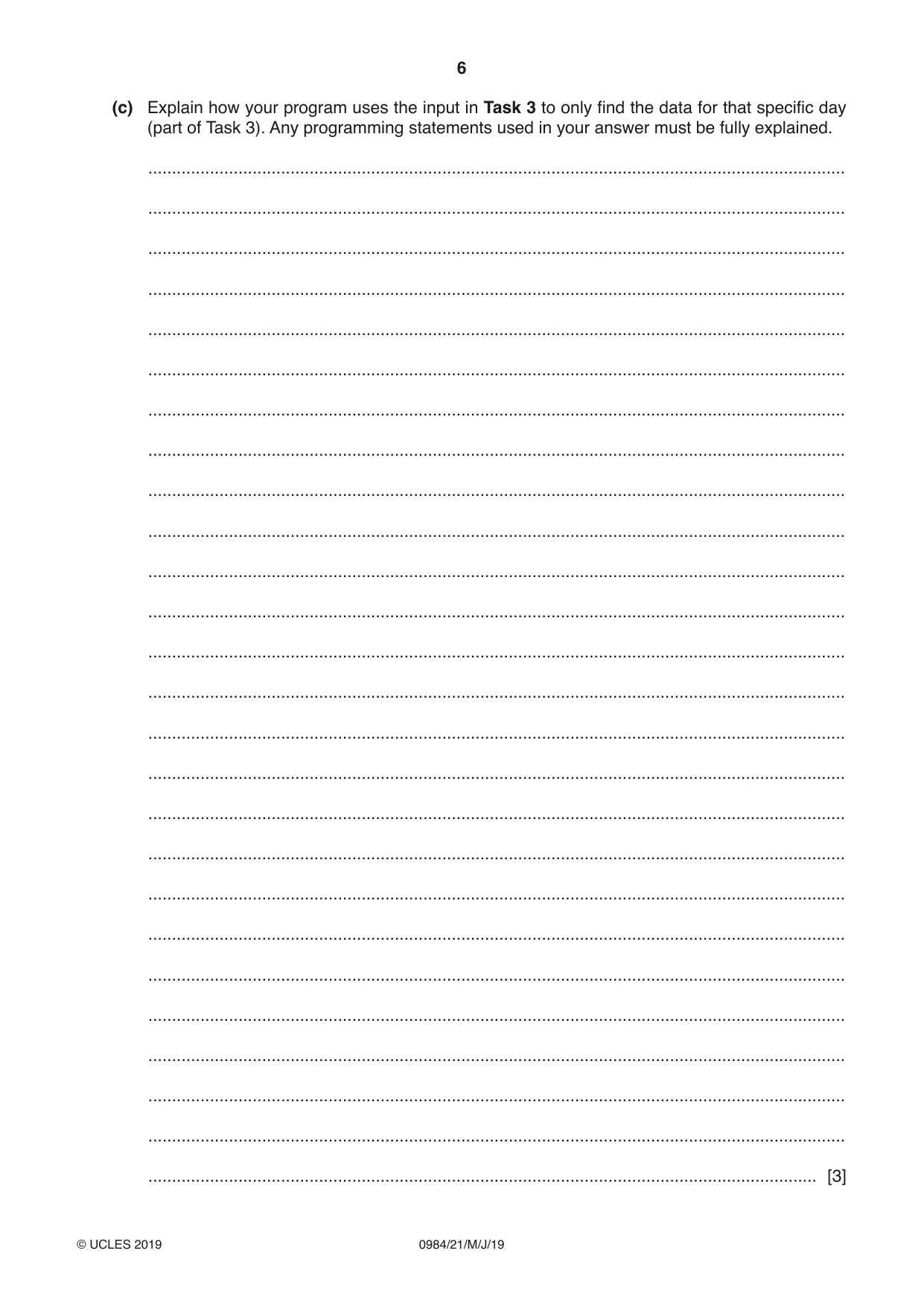 Cambridge IGCSE Computer Science (9-1) 0984 2019 May/June Paper 2 · Variant 1 question paper, page 6 of 16