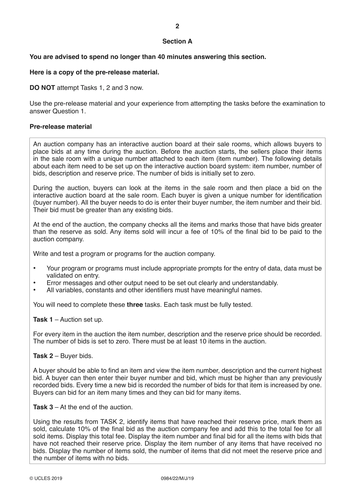 Cambridge IGCSE Computer Science (9-1) 0984 2019 May/June Paper 2 · Variant 2 question paper, page 2 of 16