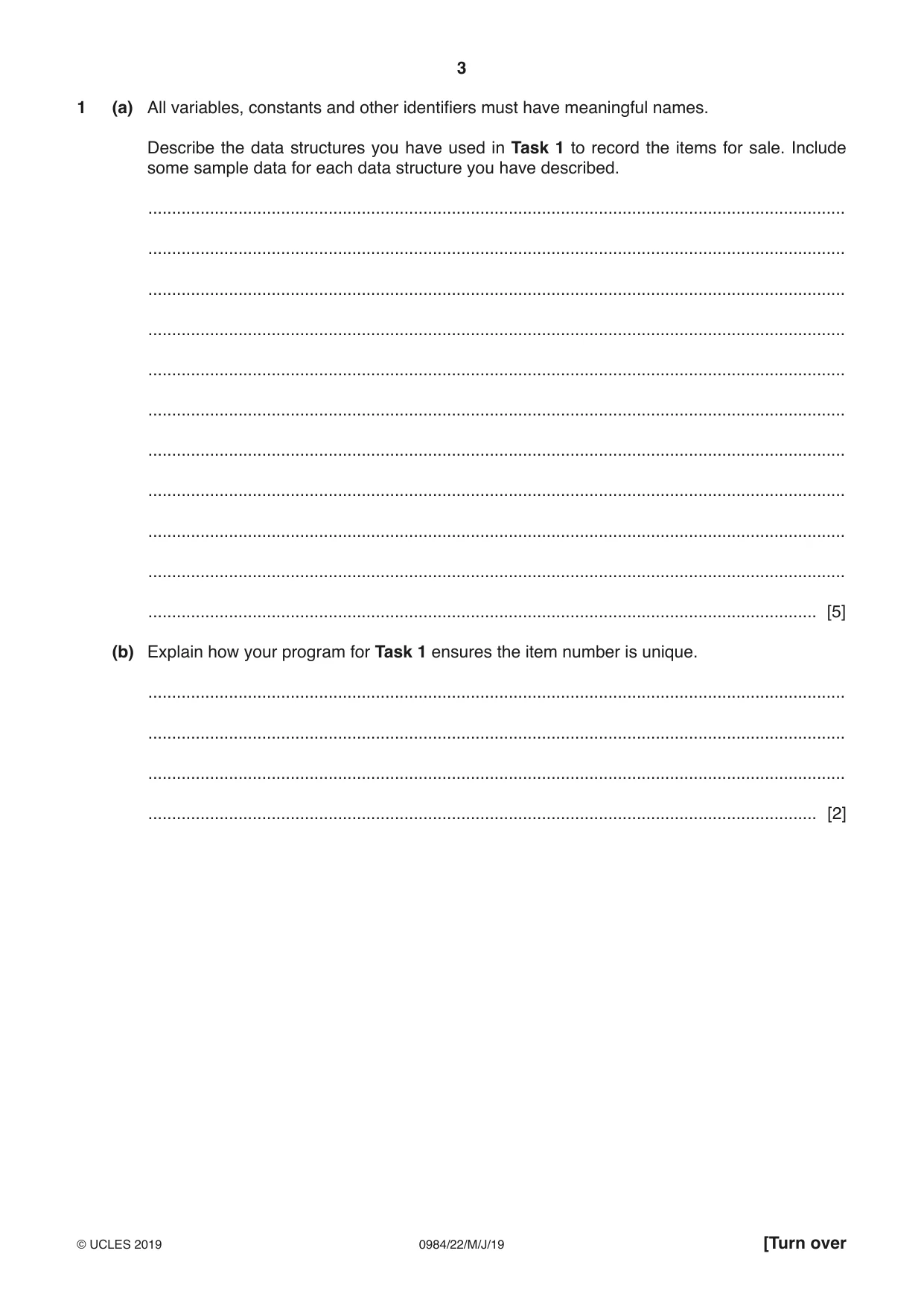 Cambridge IGCSE Computer Science (9-1) 0984 2019 May/June Paper 2 · Variant 2 question paper, page 3 of 16