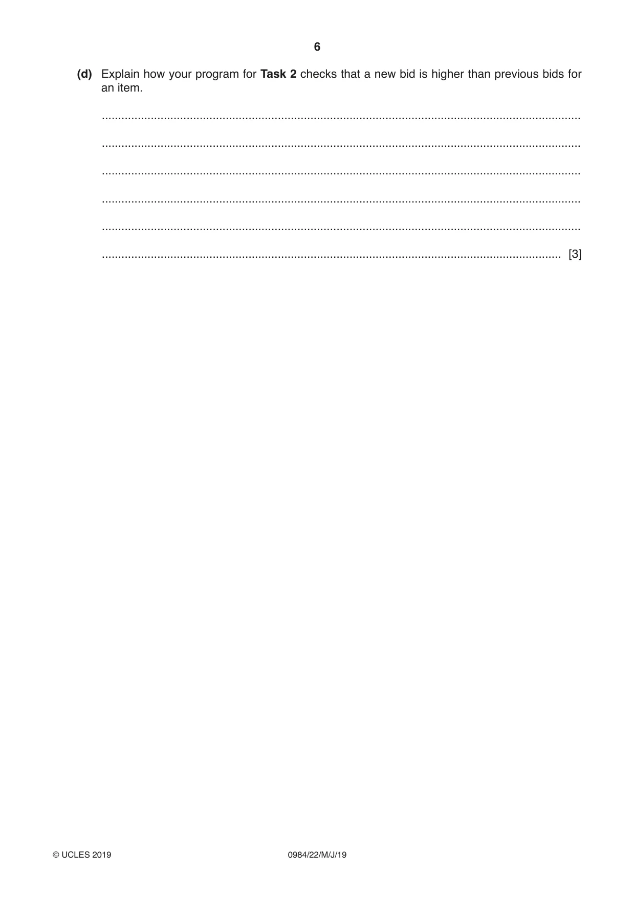 Cambridge IGCSE Computer Science (9-1) 0984 2019 May/June Paper 2 · Variant 2 question paper, page 6 of 16