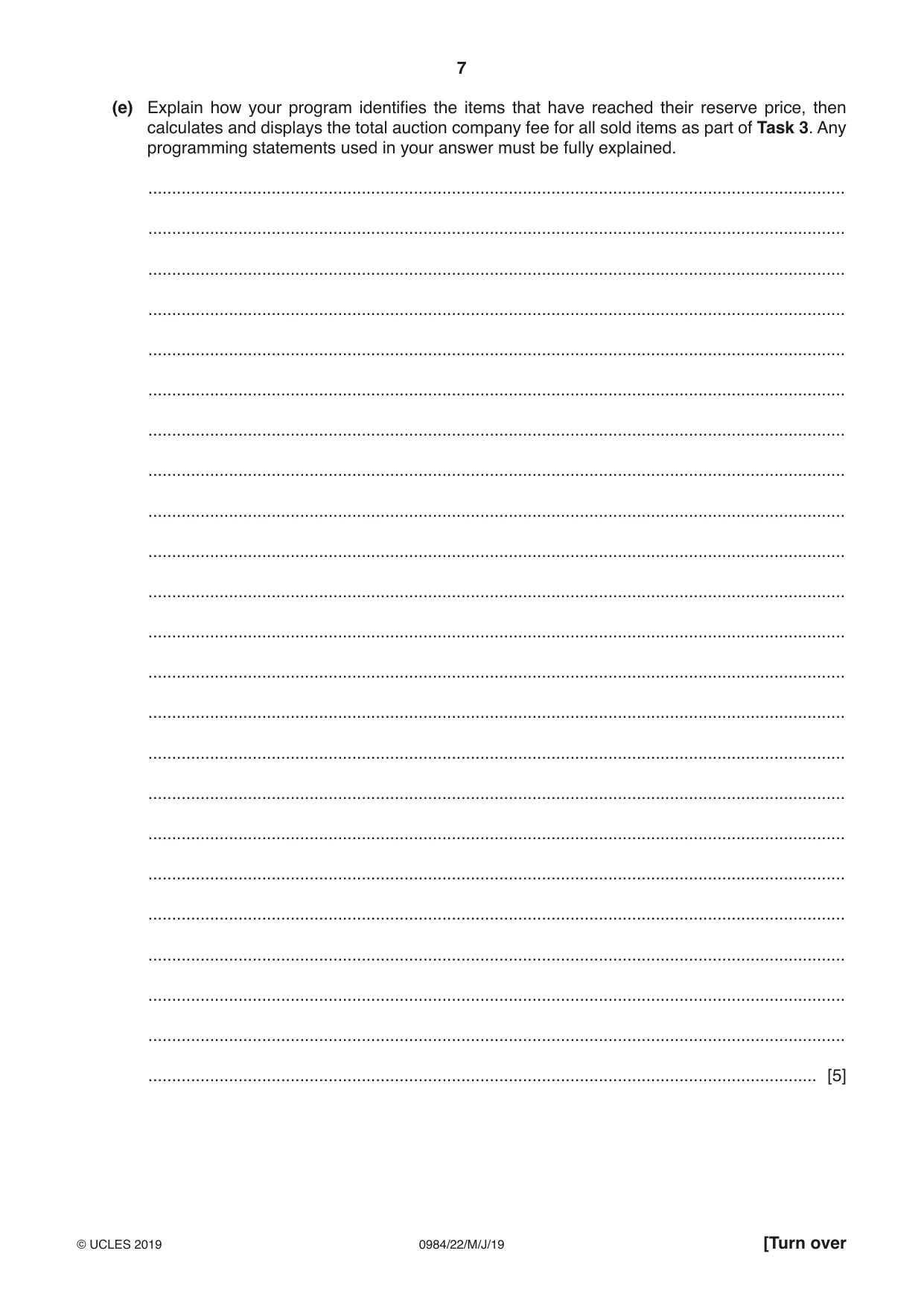 Cambridge IGCSE Computer Science (9-1) 0984 2019 May/June Paper 2 · Variant 2 question paper, page 7 of 16