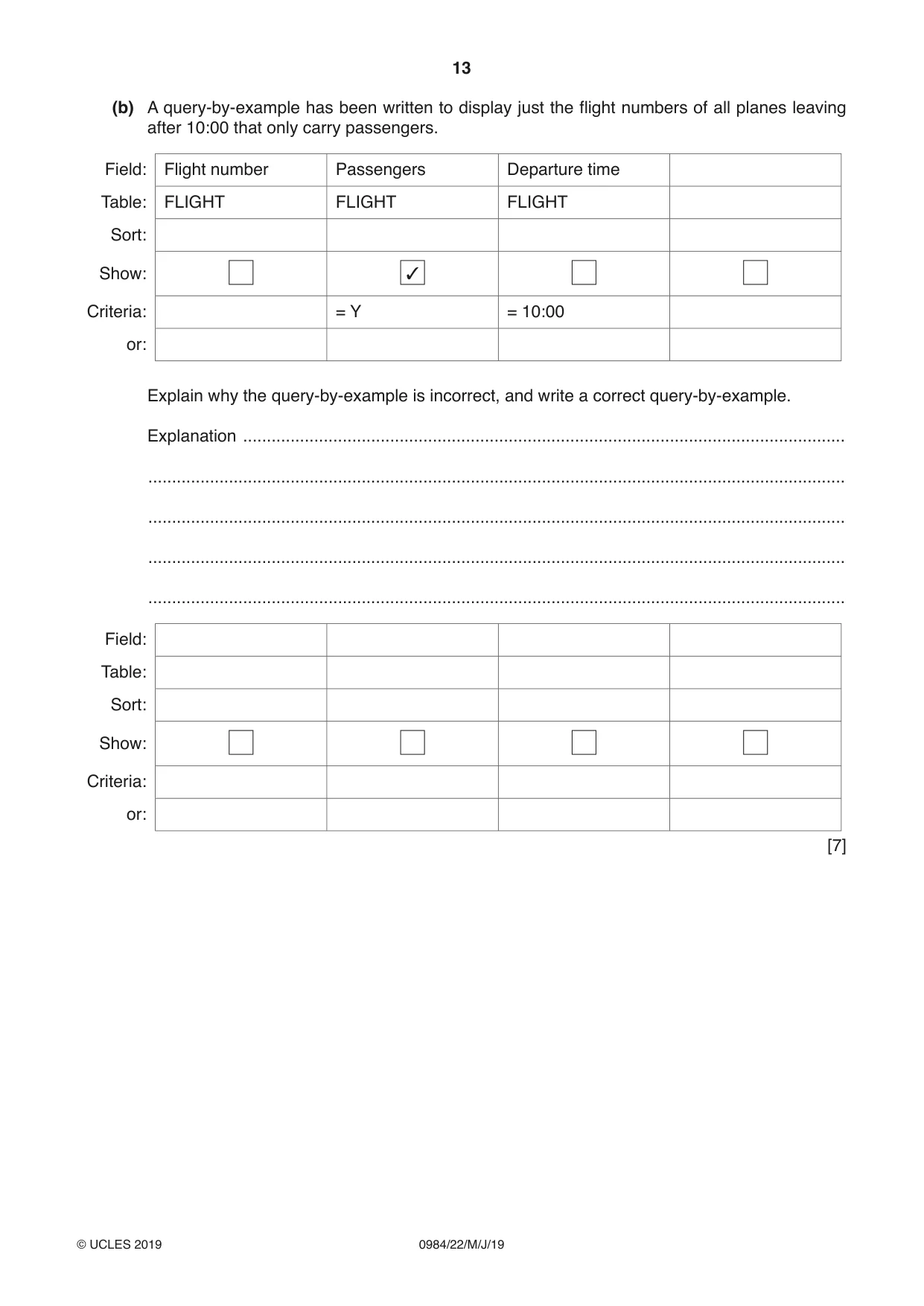Cambridge IGCSE Computer Science (9-1) 0984 2019 May/June Paper 2 · Variant 2 question paper, page 13 of 16
