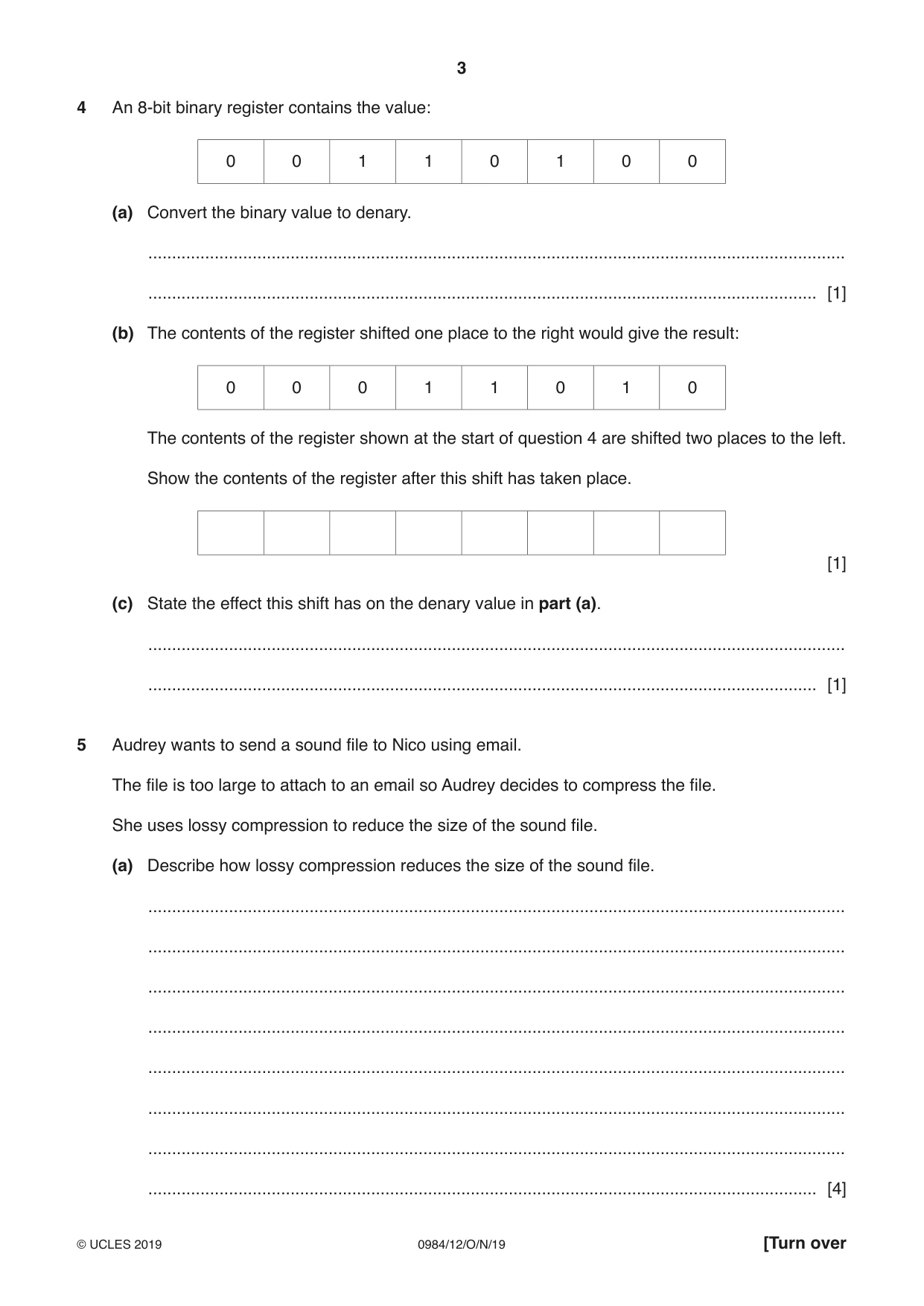 Cambridge IGCSE Computer Science (9-1) 0984 2019 Oct/Nov Paper 1 · Variant 2 question paper, page 3 of 12
