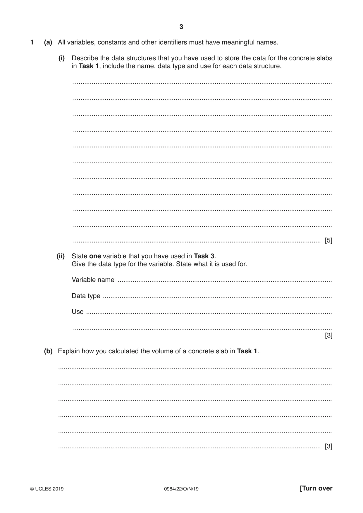 Cambridge IGCSE Computer Science (9-1) 0984 2019 Oct/Nov Paper 2 · Variant 2 question paper, page 3 of 16
