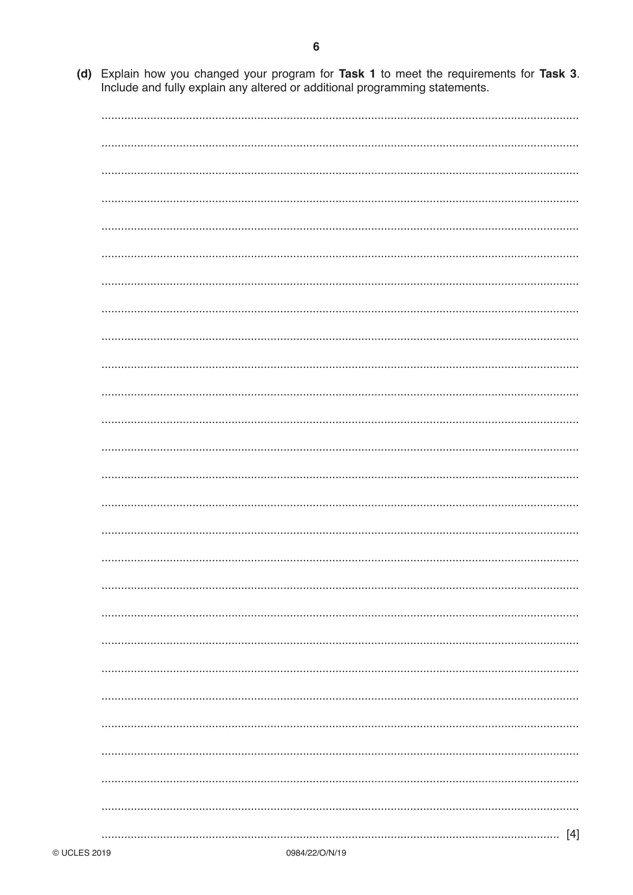 Cambridge IGCSE Computer Science (9-1) 0984 2019 Oct/Nov Paper 2 · Variant 2 question paper, page 6 of 16