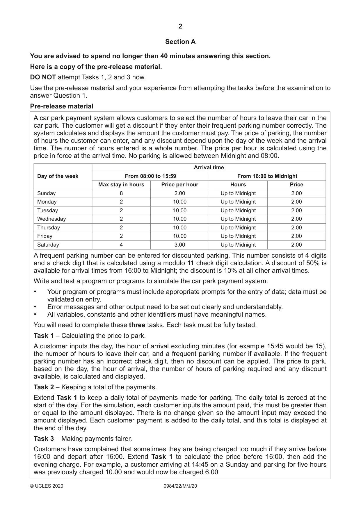 Cambridge IGCSE Computer Science (9-1) 0984 2020 May/June Paper 2 · Variant 2 question paper, page 2 of 16