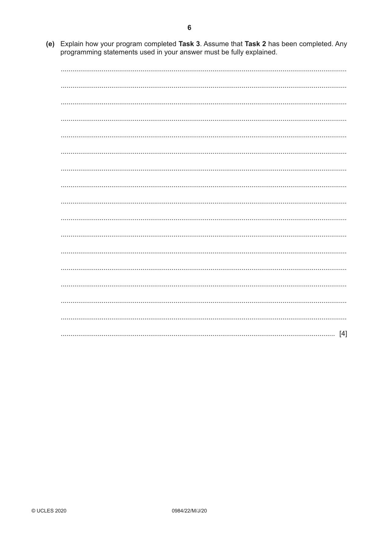 Cambridge IGCSE Computer Science (9-1) 0984 2020 May/June Paper 2 · Variant 2 question paper, page 6 of 16