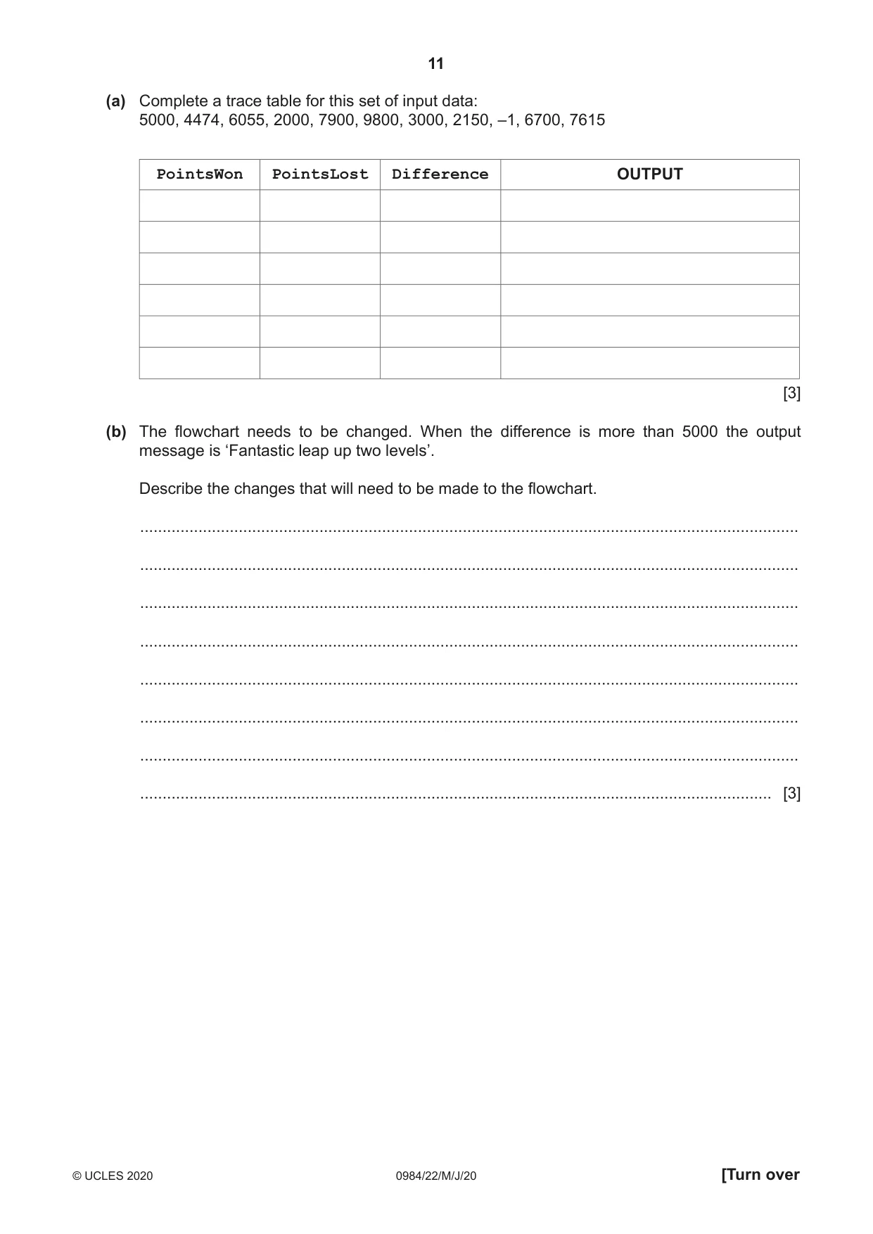 Cambridge IGCSE Computer Science (9-1) 0984 2020 May/June Paper 2 · Variant 2 question paper, page 11 of 16