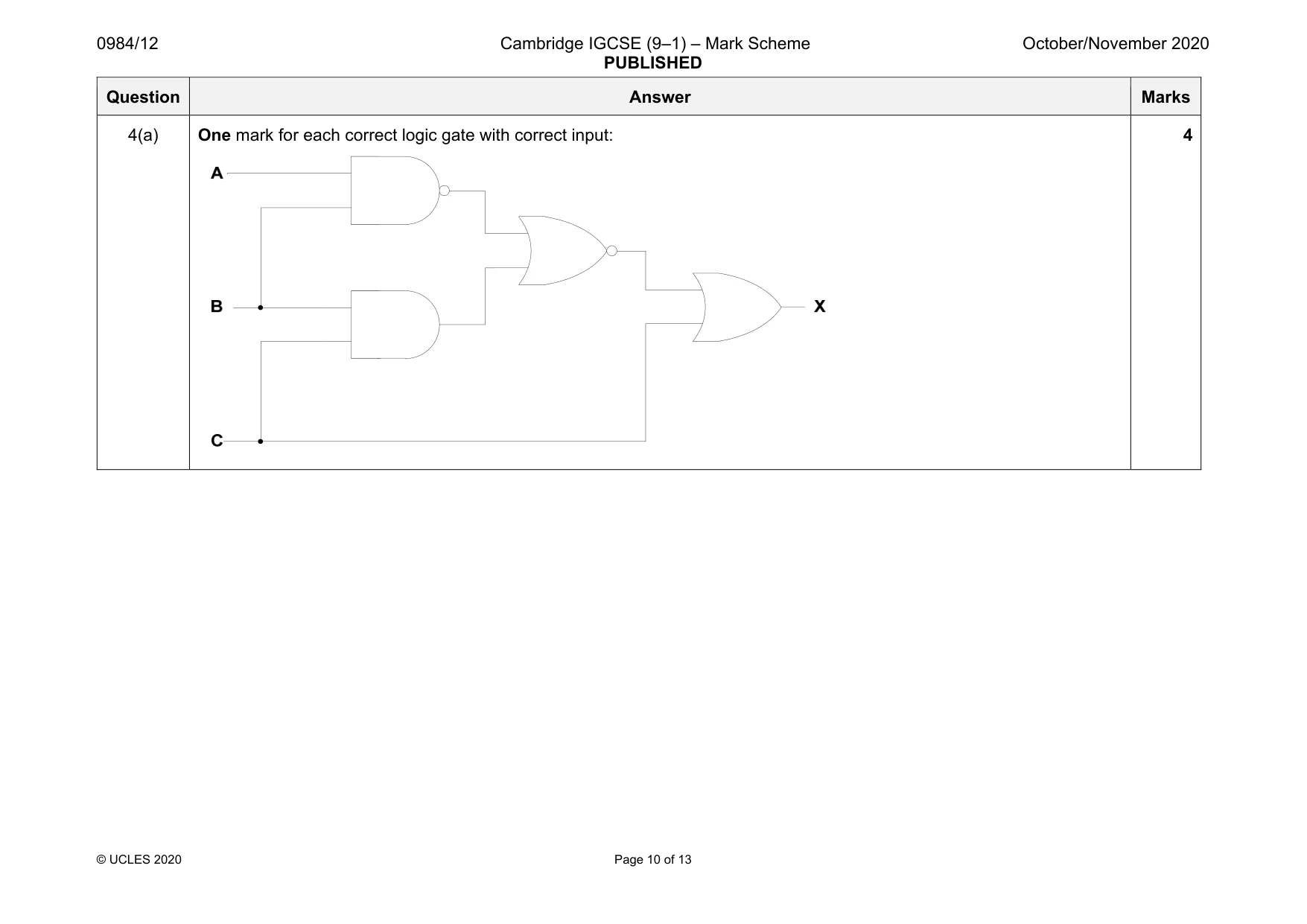 Mark scheme, page 10 of 13