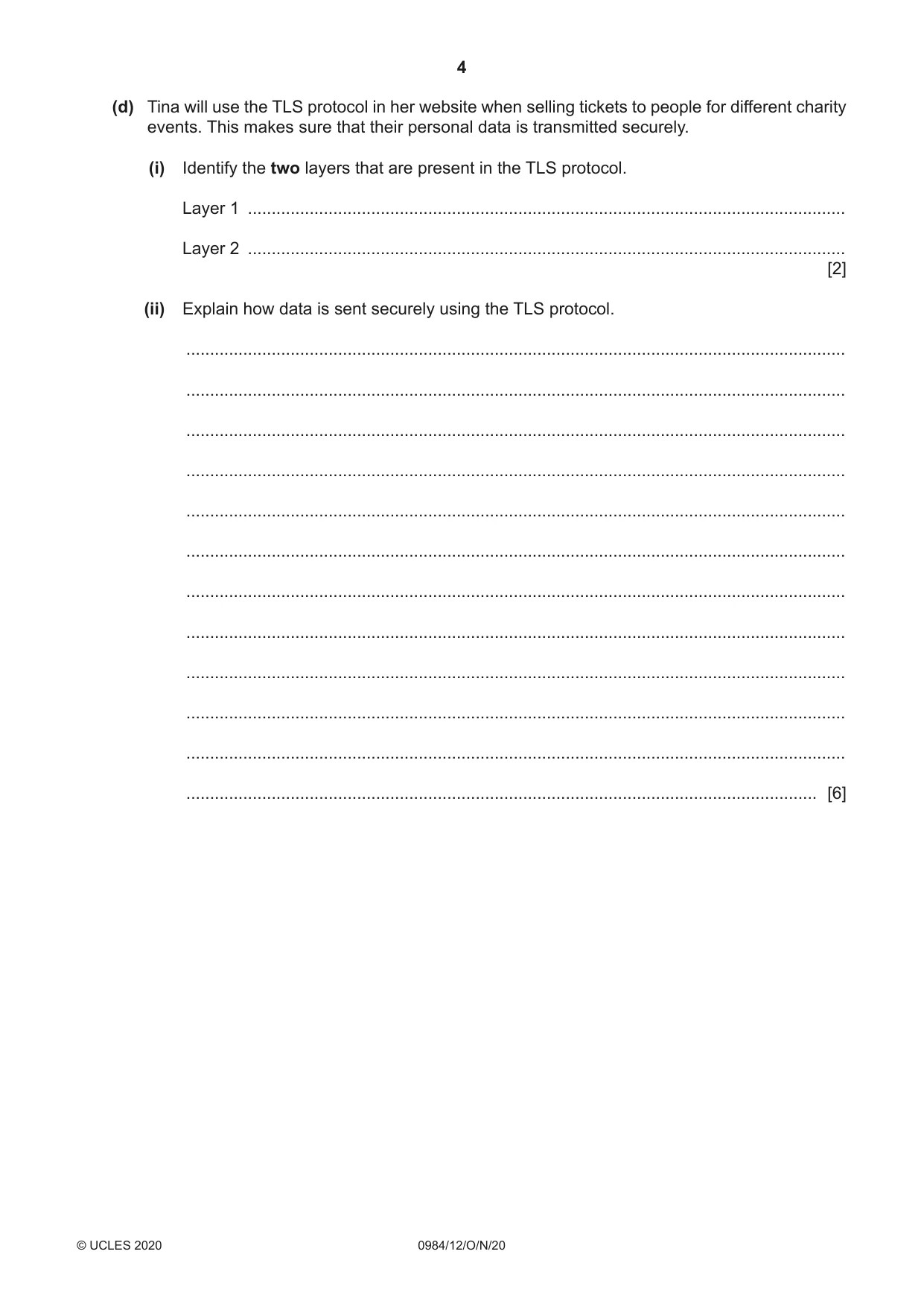Cambridge IGCSE Computer Science (9-1) 0984 2020 Oct/Nov Paper 1 · Variant 2 question paper, page 4 of 12