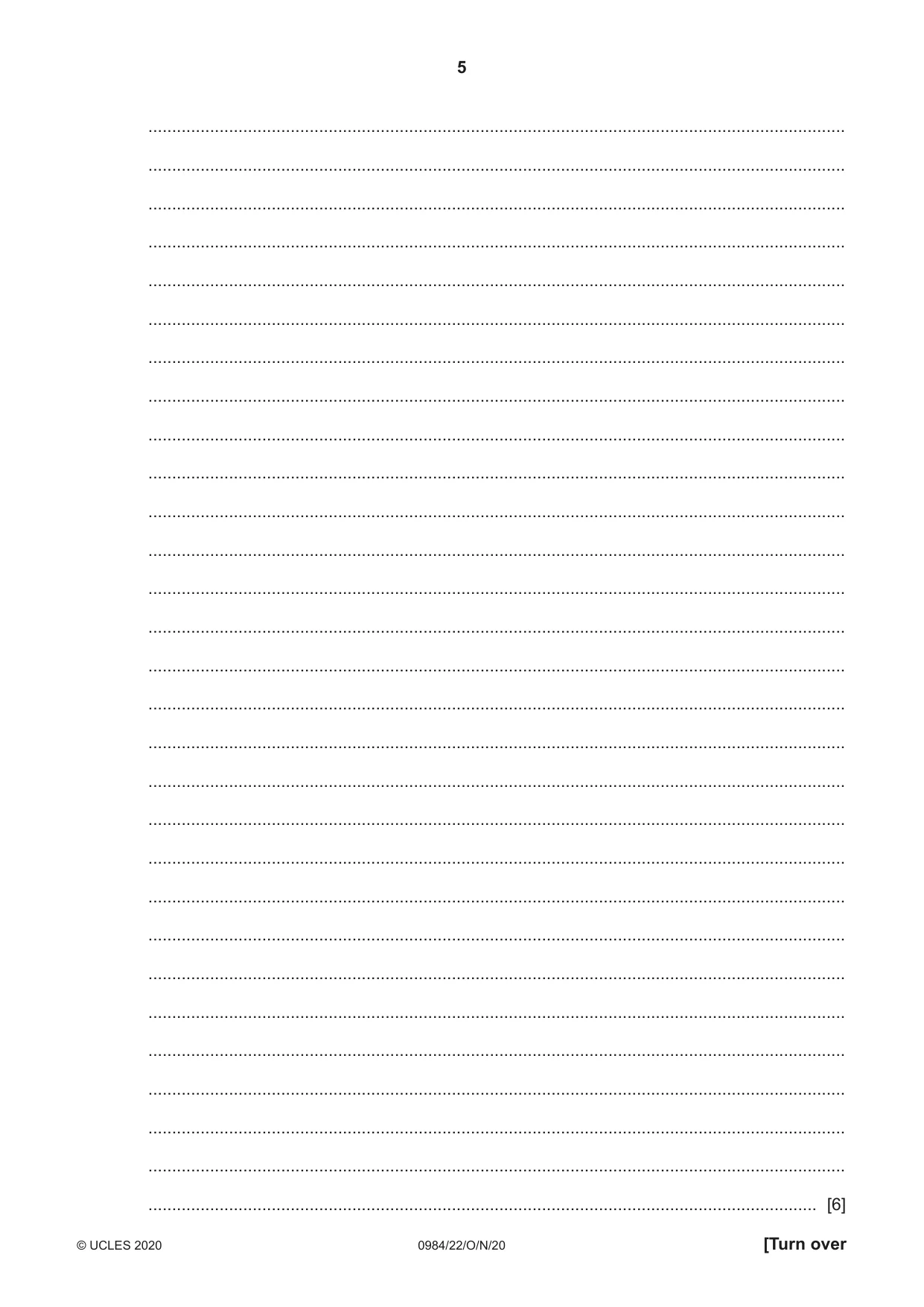 Cambridge IGCSE Computer Science (9-1) 0984 2020 Oct/Nov Paper 2 · Variant 2 question paper, page 5 of 12