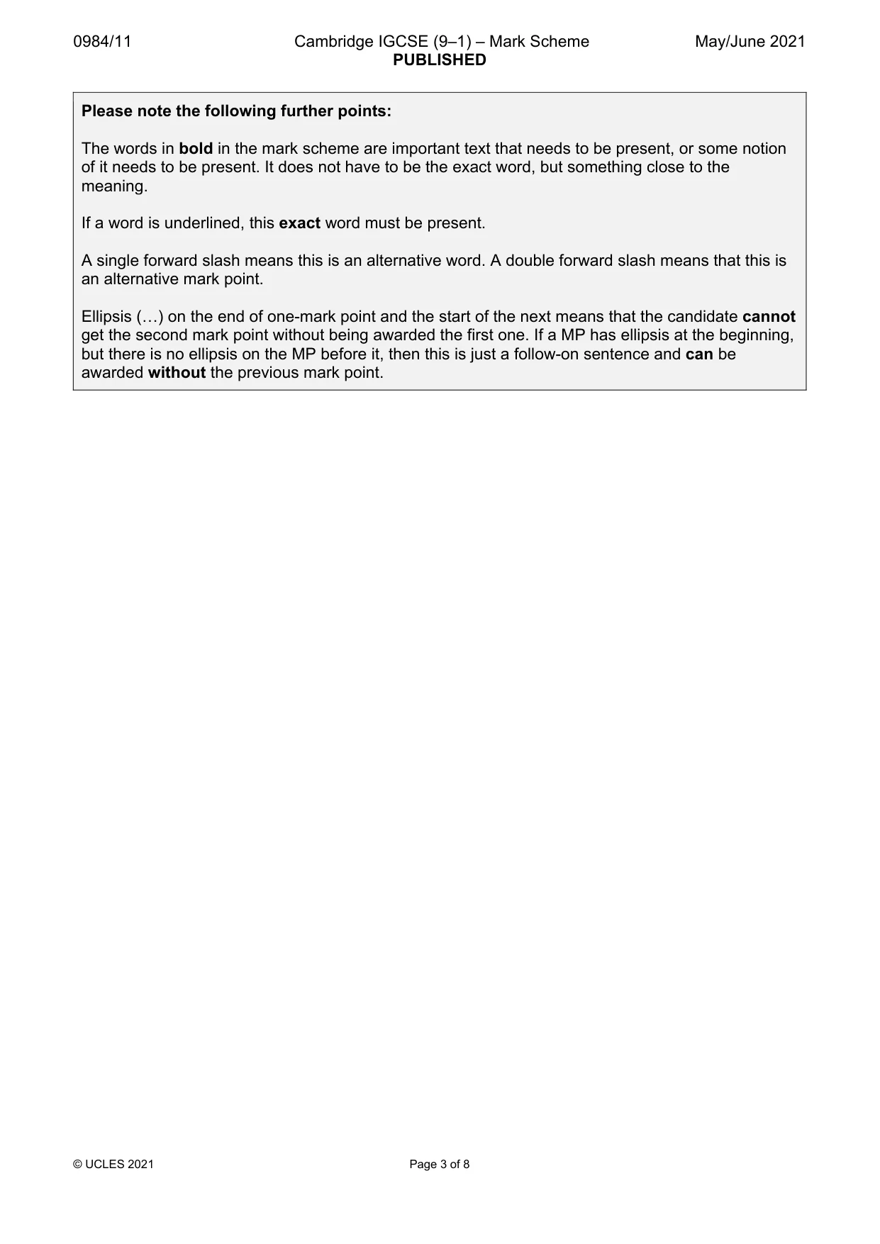 Mark scheme, page 3 of 8