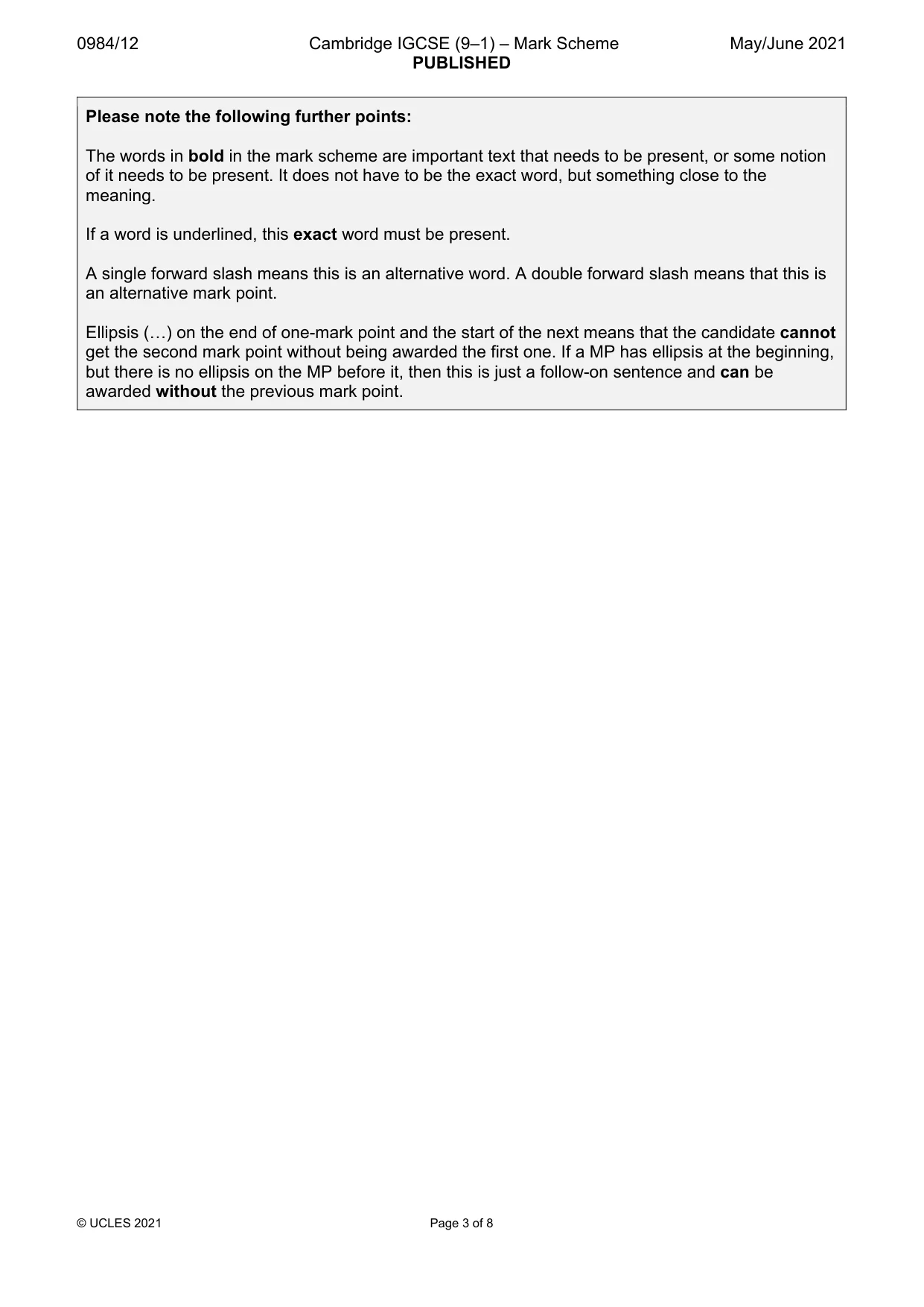 Mark scheme, page 3 of 8