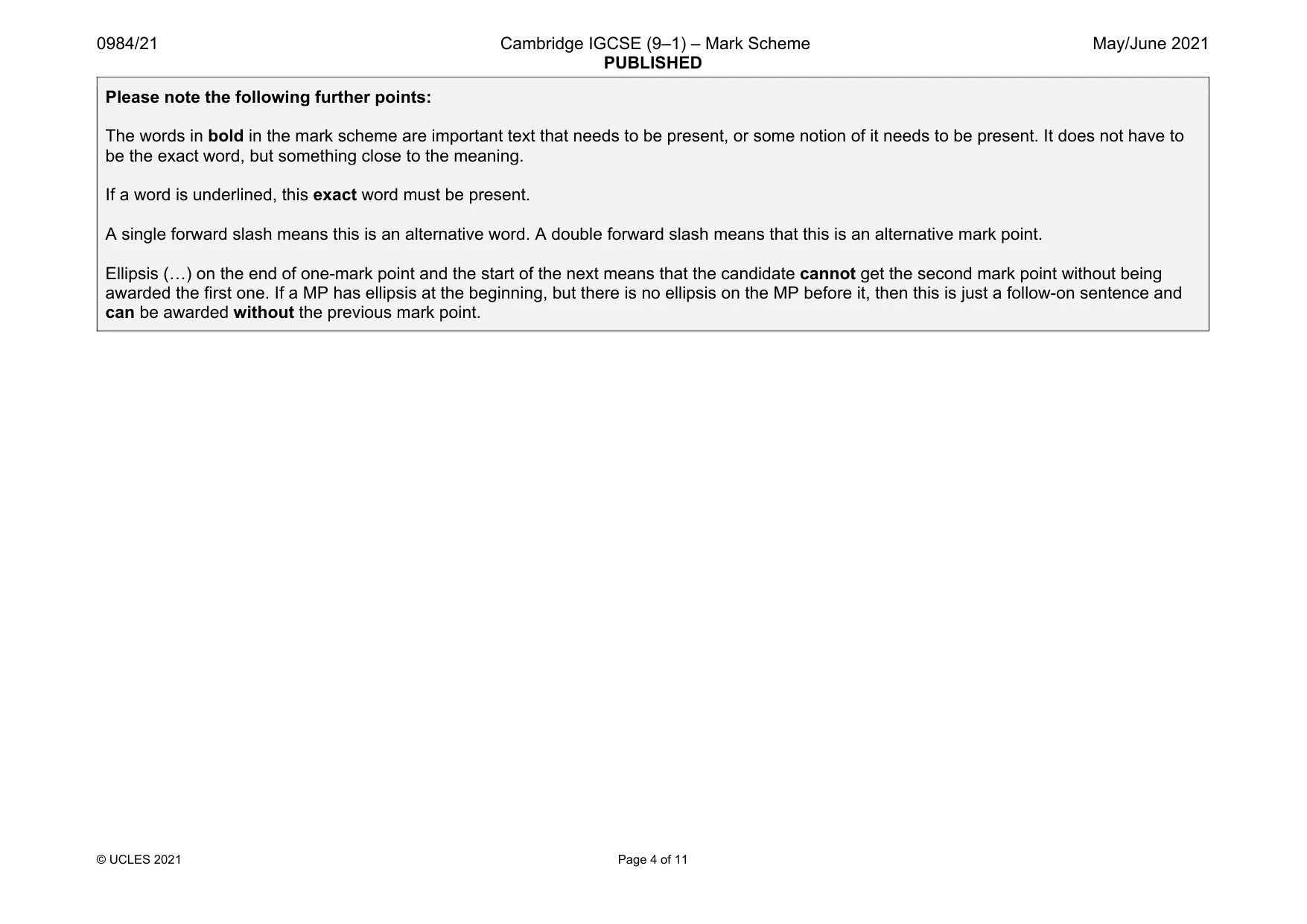 Mark scheme, page 4 of 11