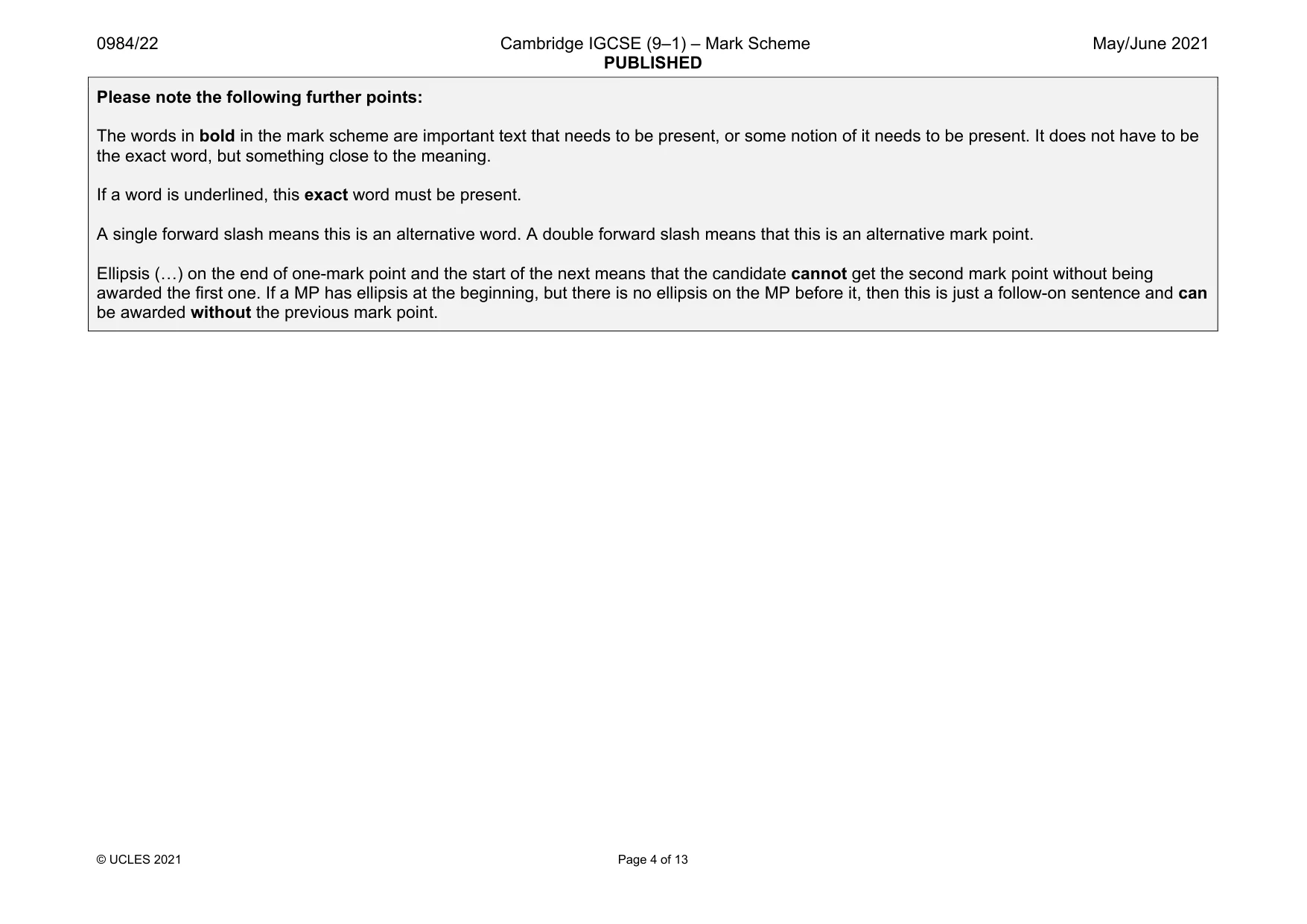 Mark scheme, page 4 of 13