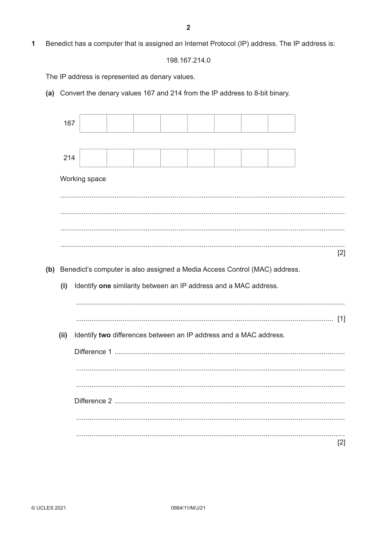 Cambridge IGCSE Computer Science (9-1) 0984 2021 May/June Paper 1 · Variant 1 question paper, page 2 of 16