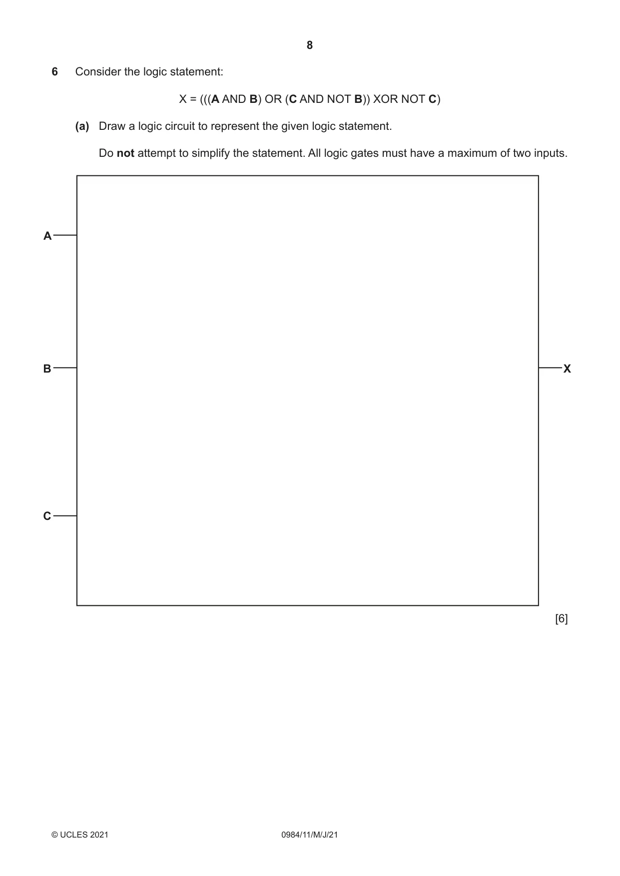 Cambridge IGCSE Computer Science (9-1) 0984 2021 May/June Paper 1 · Variant 1 question paper, page 8 of 16