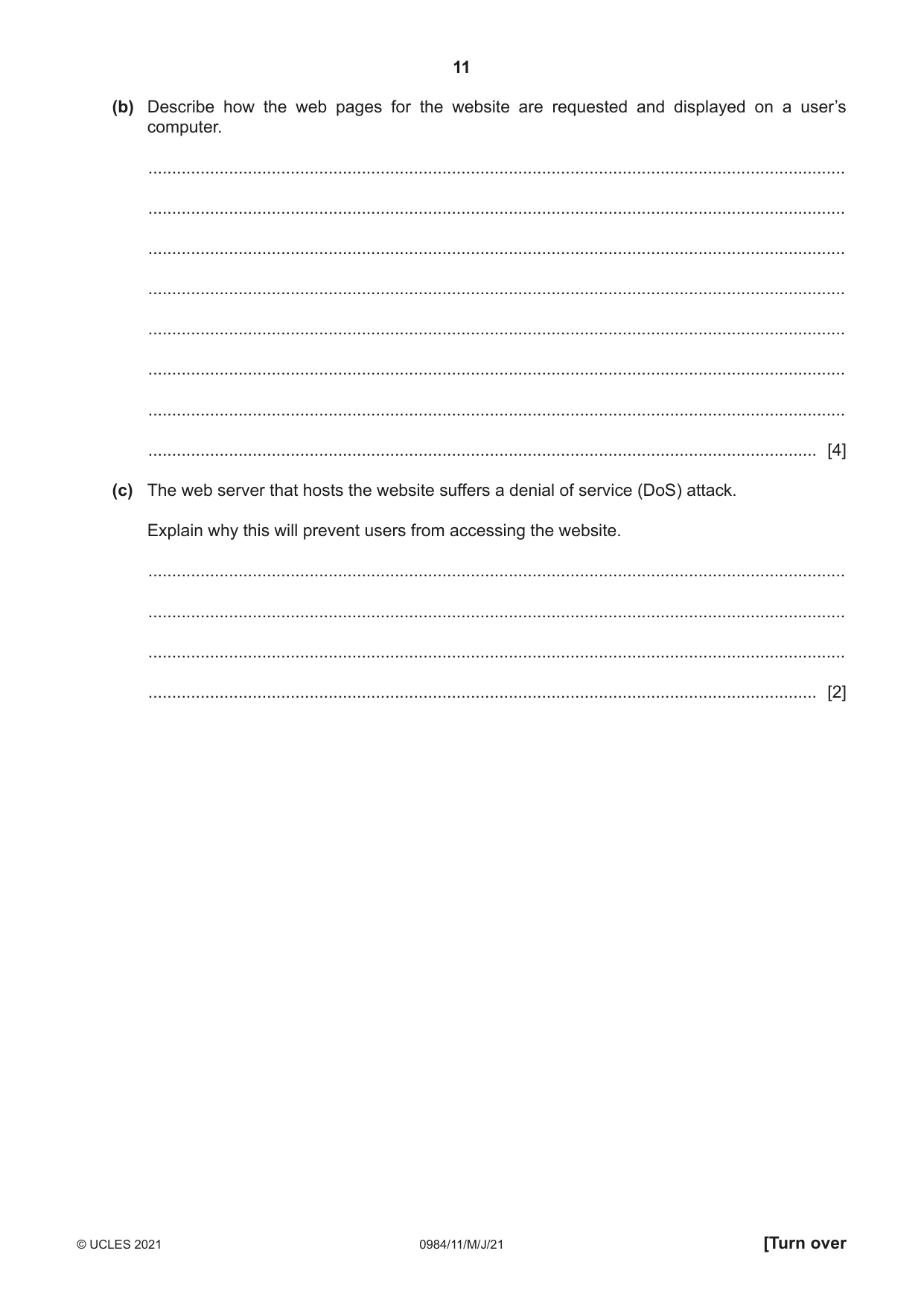 Cambridge IGCSE Computer Science (9-1) 0984 2021 May/June Paper 1 · Variant 1 question paper, page 11 of 16