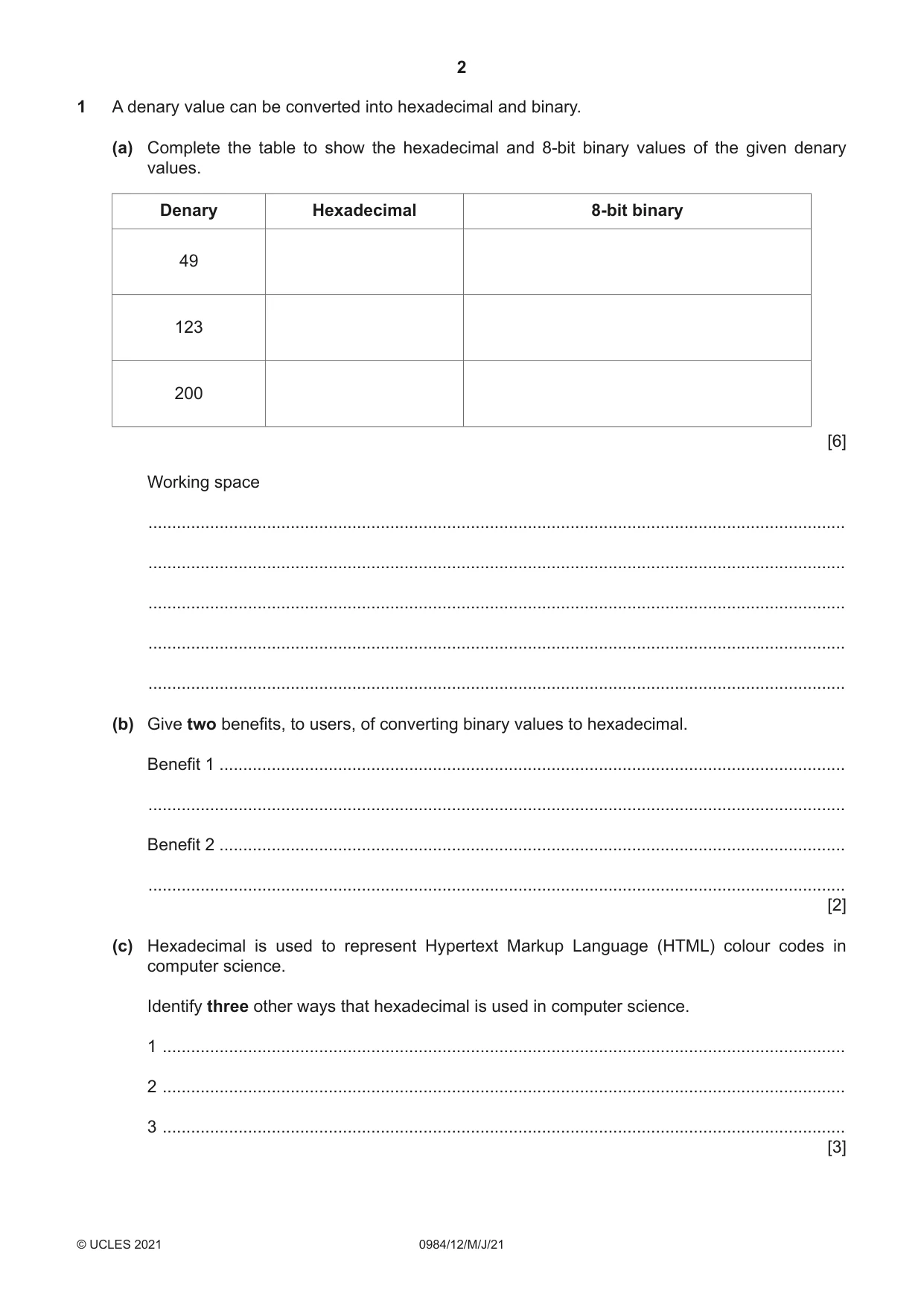Cambridge IGCSE Computer Science (9-1) 0984 2021 May/June Paper 1 · Variant 2 question paper, page 2 of 12