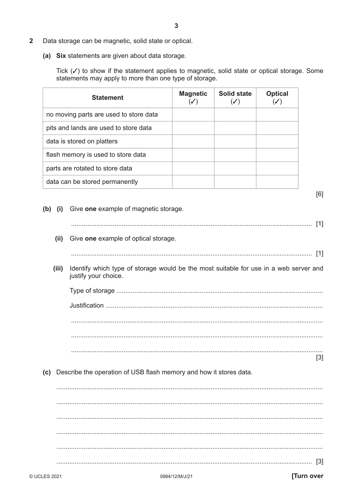 Cambridge IGCSE Computer Science (9-1) 0984 2021 May/June Paper 1 · Variant 2 question paper, page 3 of 12