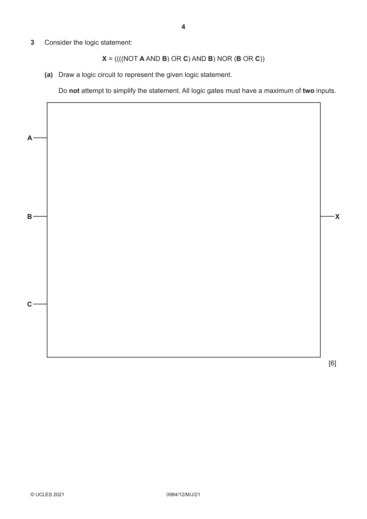 Cambridge IGCSE Computer Science (9-1) 0984 2021 May/June Paper 1 · Variant 2 question paper, page 4 of 12