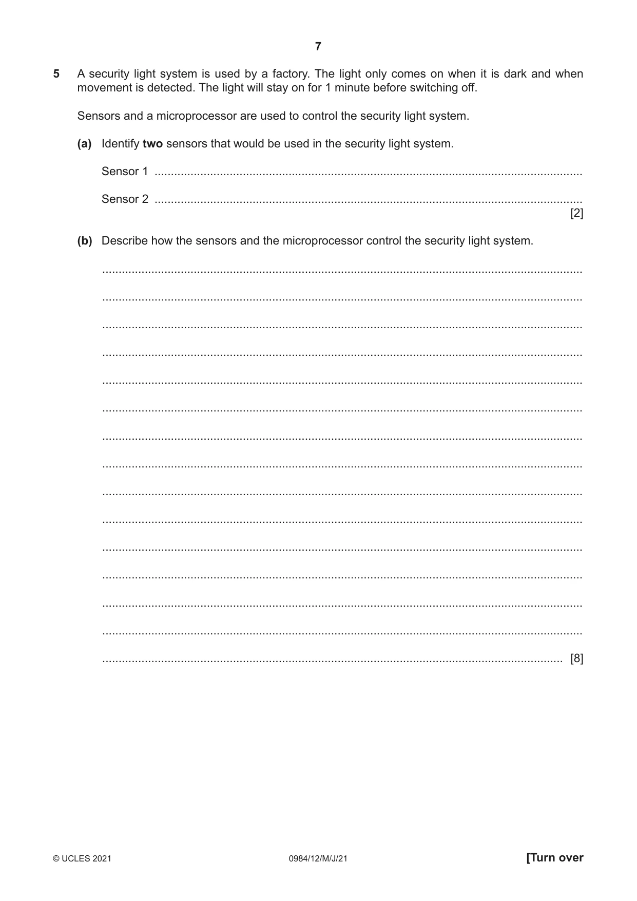 Cambridge IGCSE Computer Science (9-1) 0984 2021 May/June Paper 1 · Variant 2 question paper, page 7 of 12