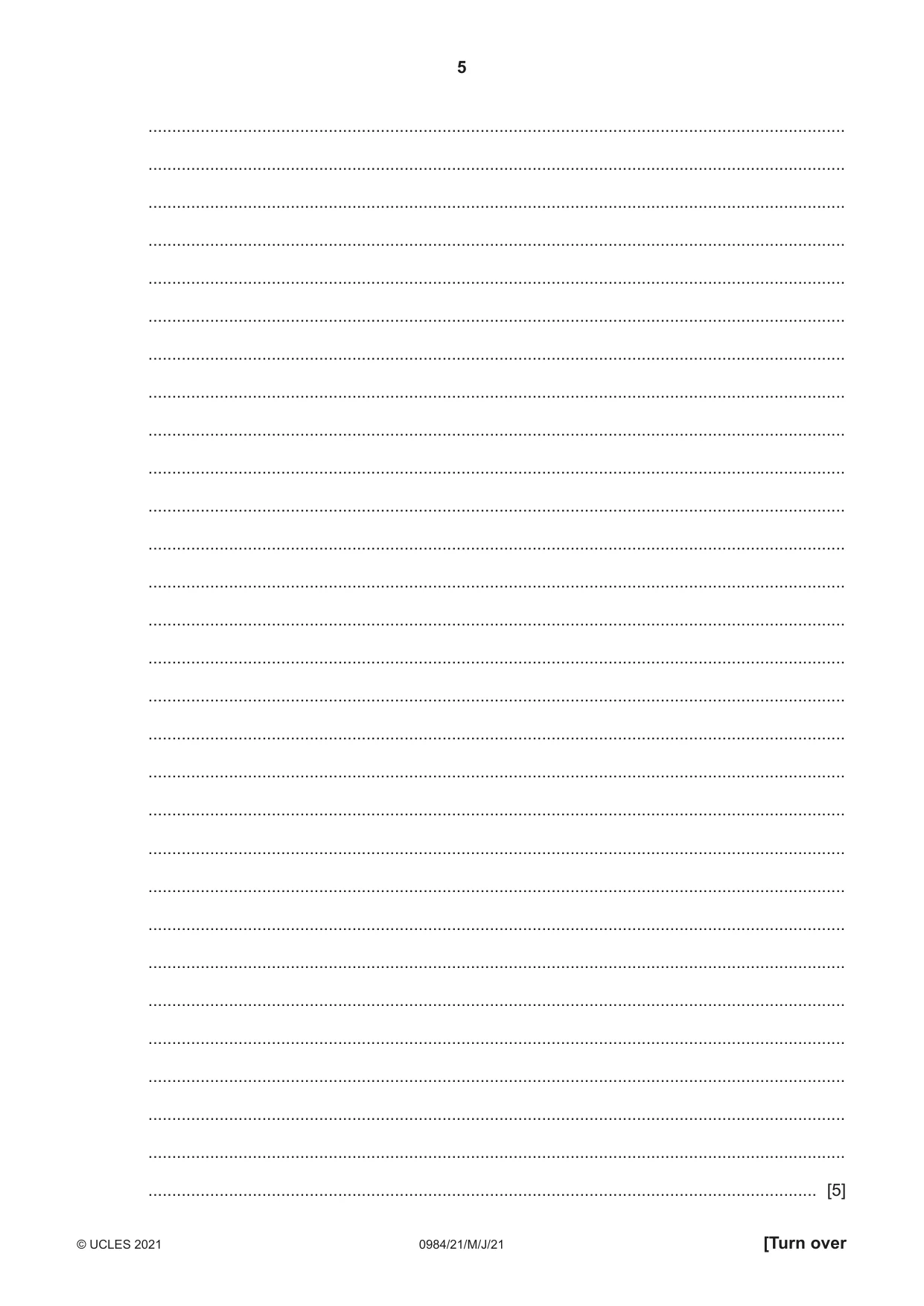 Cambridge IGCSE Computer Science (9-1) 0984 2021 May/June Paper 2 · Variant 1 question paper, page 5 of 16