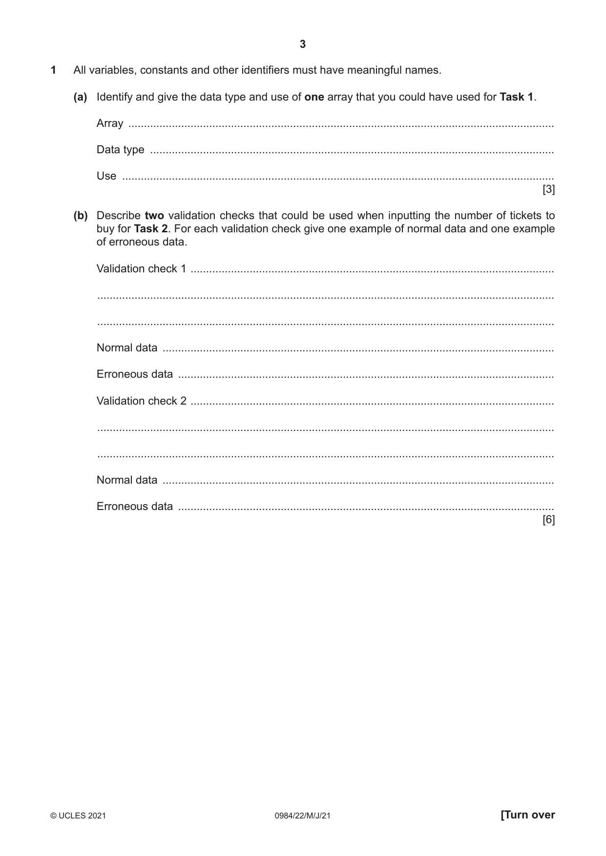 Cambridge IGCSE Computer Science (9-1) 0984 2021 May/June Paper 2 · Variant 2 question paper, page 3 of 16