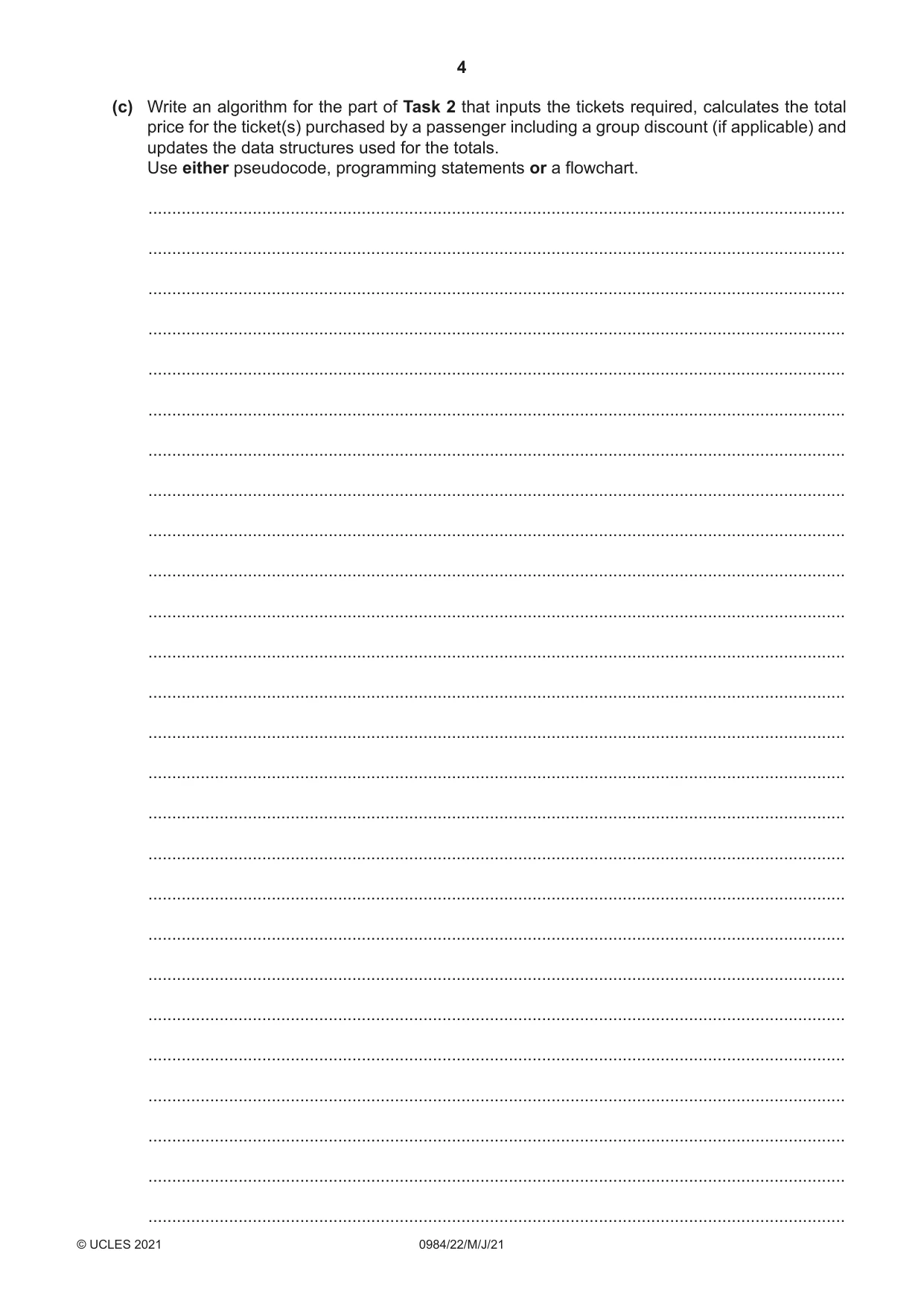 Cambridge IGCSE Computer Science (9-1) 0984 2021 May/June Paper 2 · Variant 2 question paper, page 4 of 16