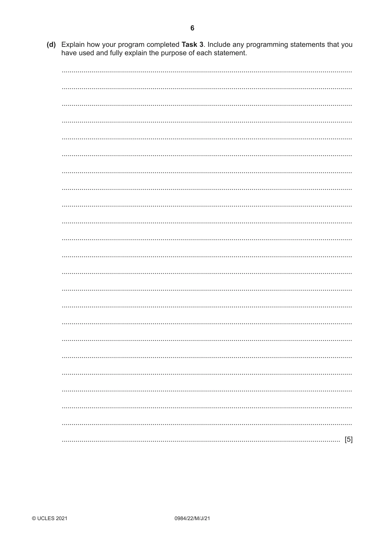 Cambridge IGCSE Computer Science (9-1) 0984 2021 May/June Paper 2 · Variant 2 question paper, page 6 of 16