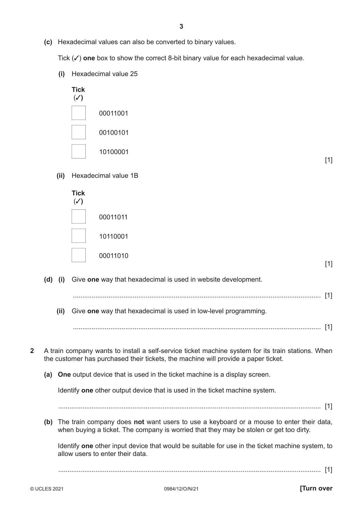 Cambridge IGCSE Computer Science (9-1) 0984 2021 Oct/Nov Paper 1 · Variant 2 question paper, page 3 of 12