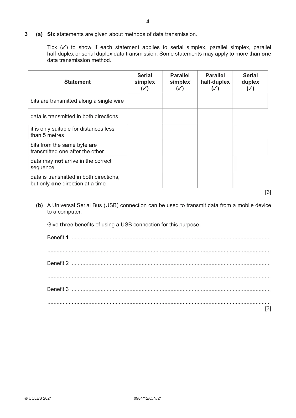 Cambridge IGCSE Computer Science (9-1) 0984 2021 Oct/Nov Paper 1 · Variant 2 question paper, page 4 of 12