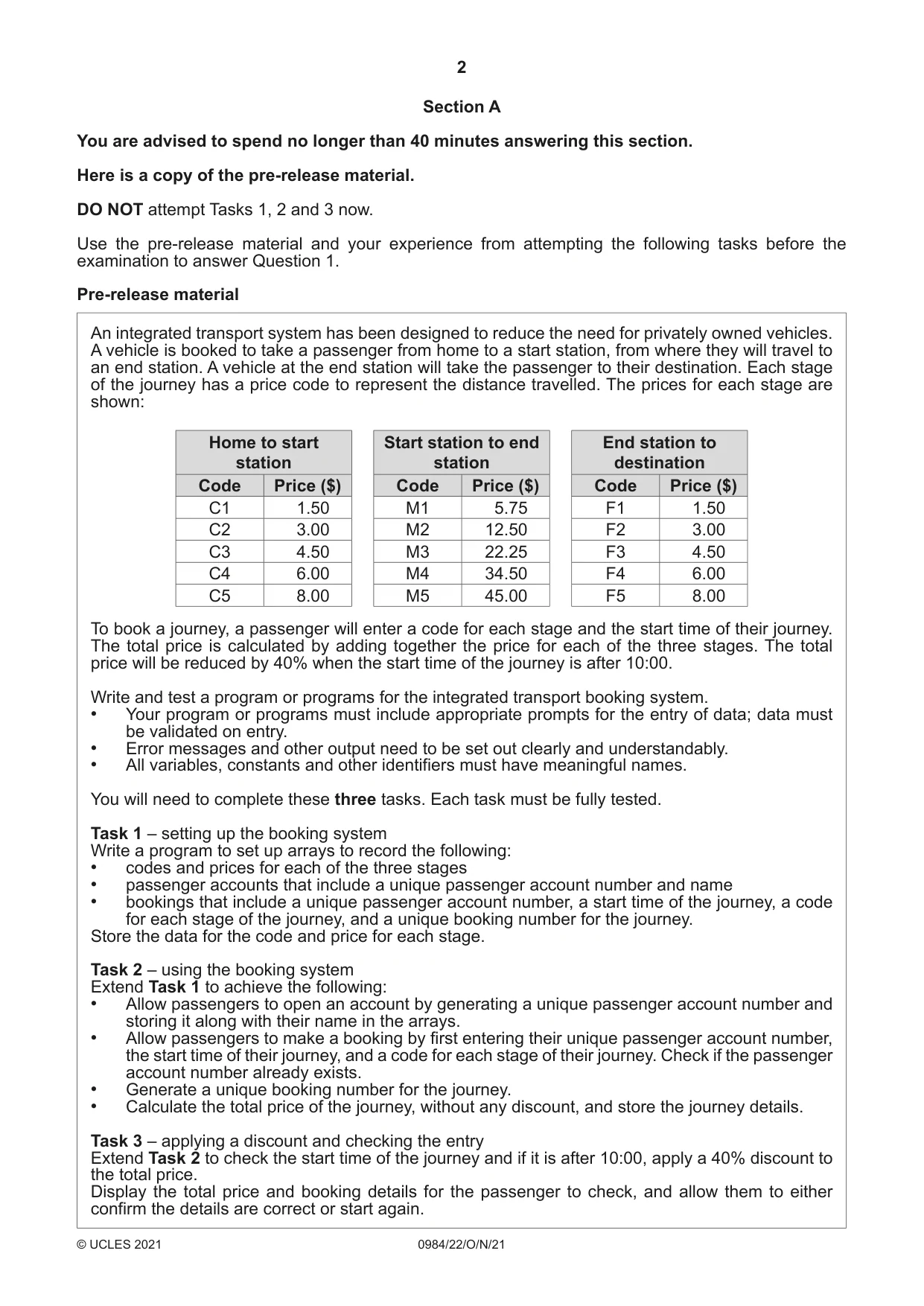 Cambridge IGCSE Computer Science (9-1) 0984 2021 Oct/Nov Paper 2 · Variant 2 question paper, page 2 of 12