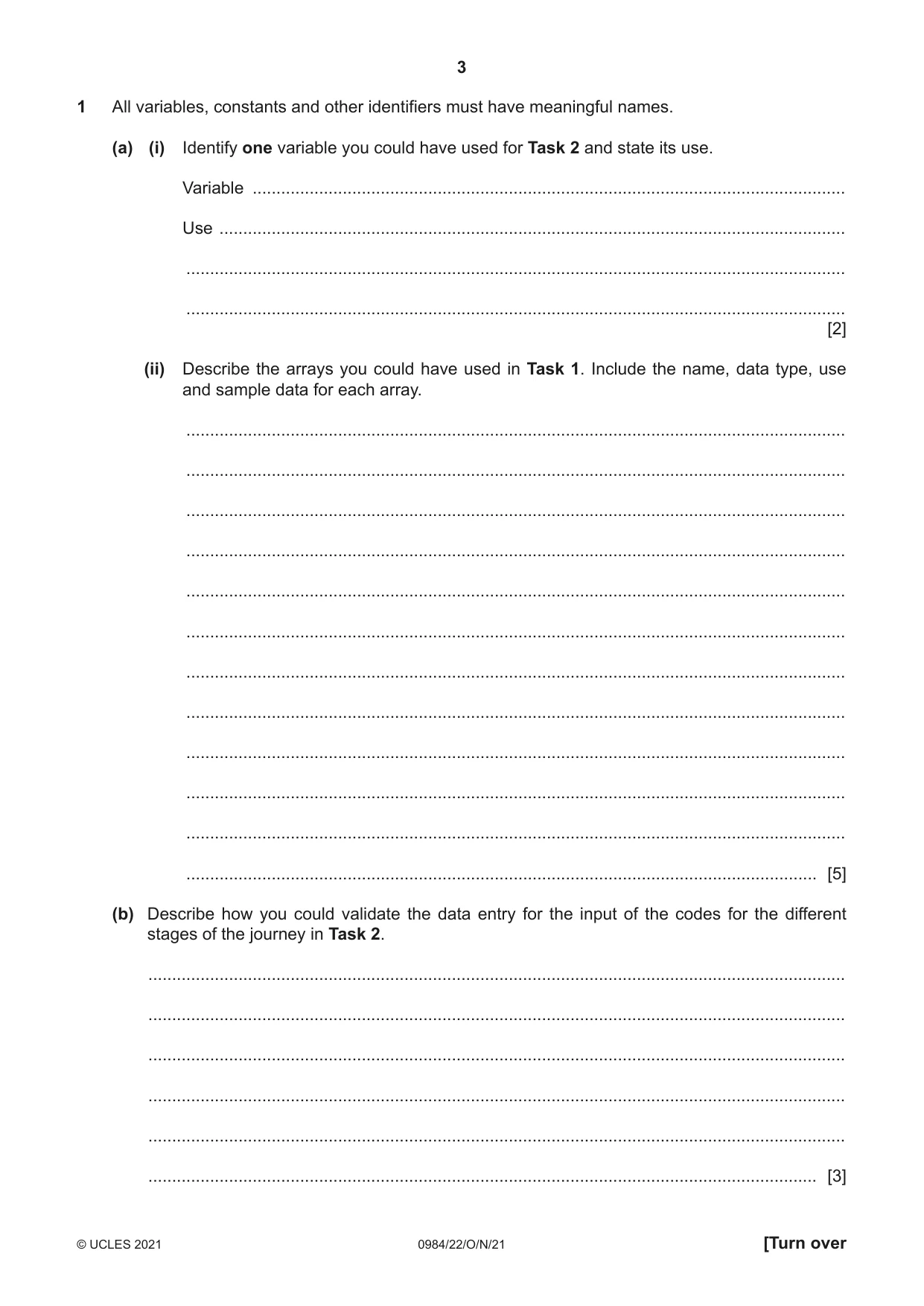 Cambridge IGCSE Computer Science (9-1) 0984 2021 Oct/Nov Paper 2 · Variant 2 question paper, page 3 of 12