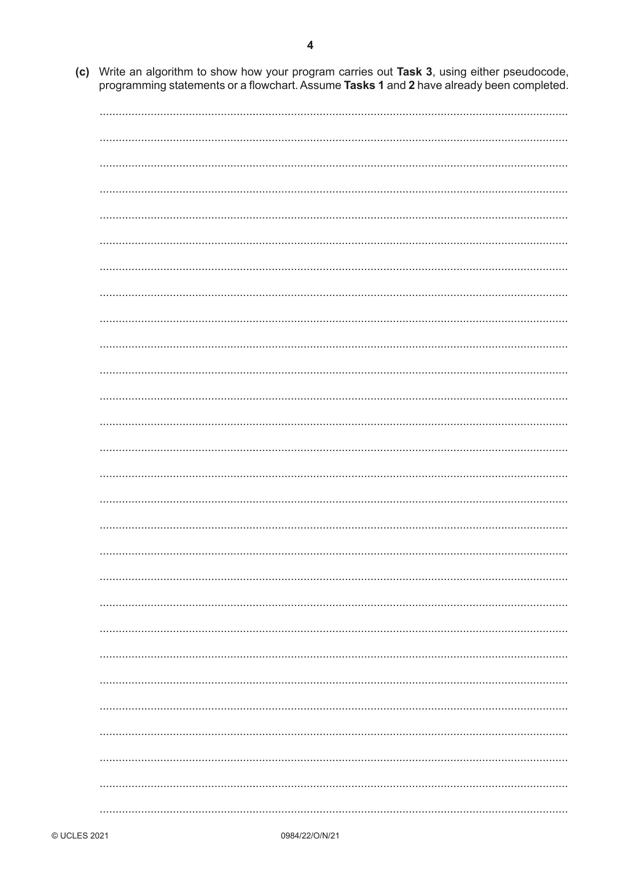 Cambridge IGCSE Computer Science (9-1) 0984 2021 Oct/Nov Paper 2 · Variant 2 question paper, page 4 of 12