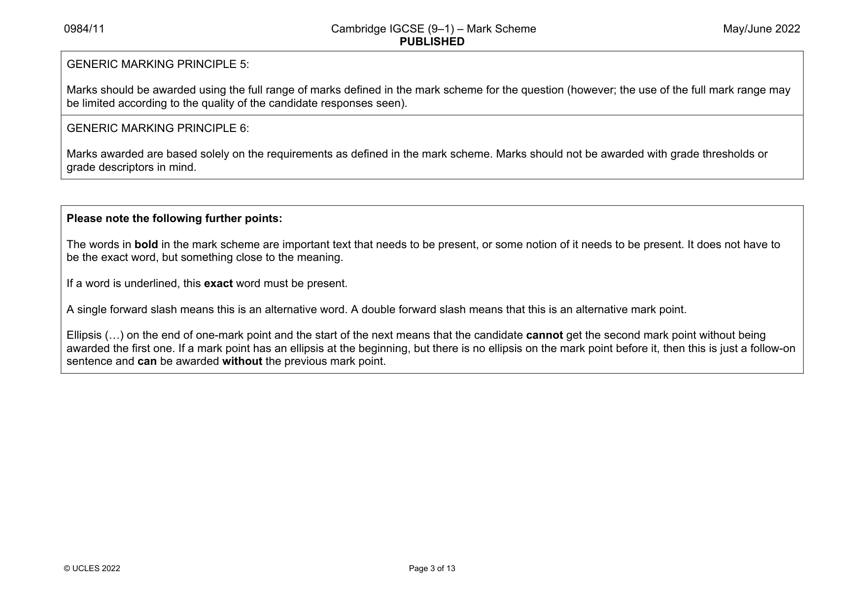Mark scheme, page 3 of 13