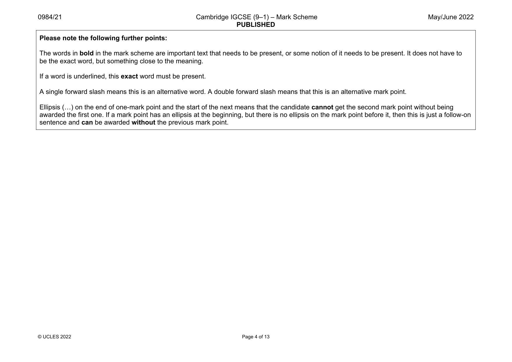 Mark scheme, page 4 of 13