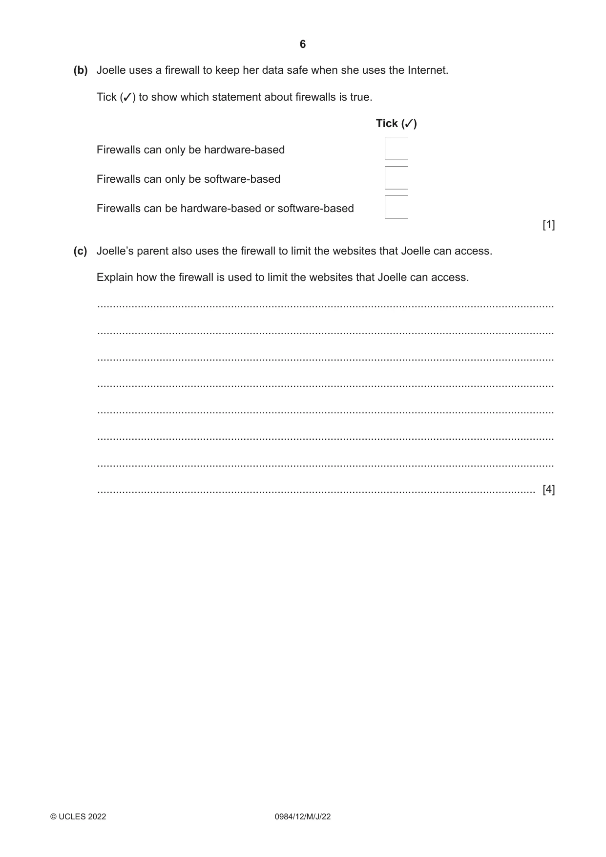Cambridge IGCSE Computer Science (9-1) 0984 2022 May/June Paper 1 · Variant 2 question paper, page 6 of 12