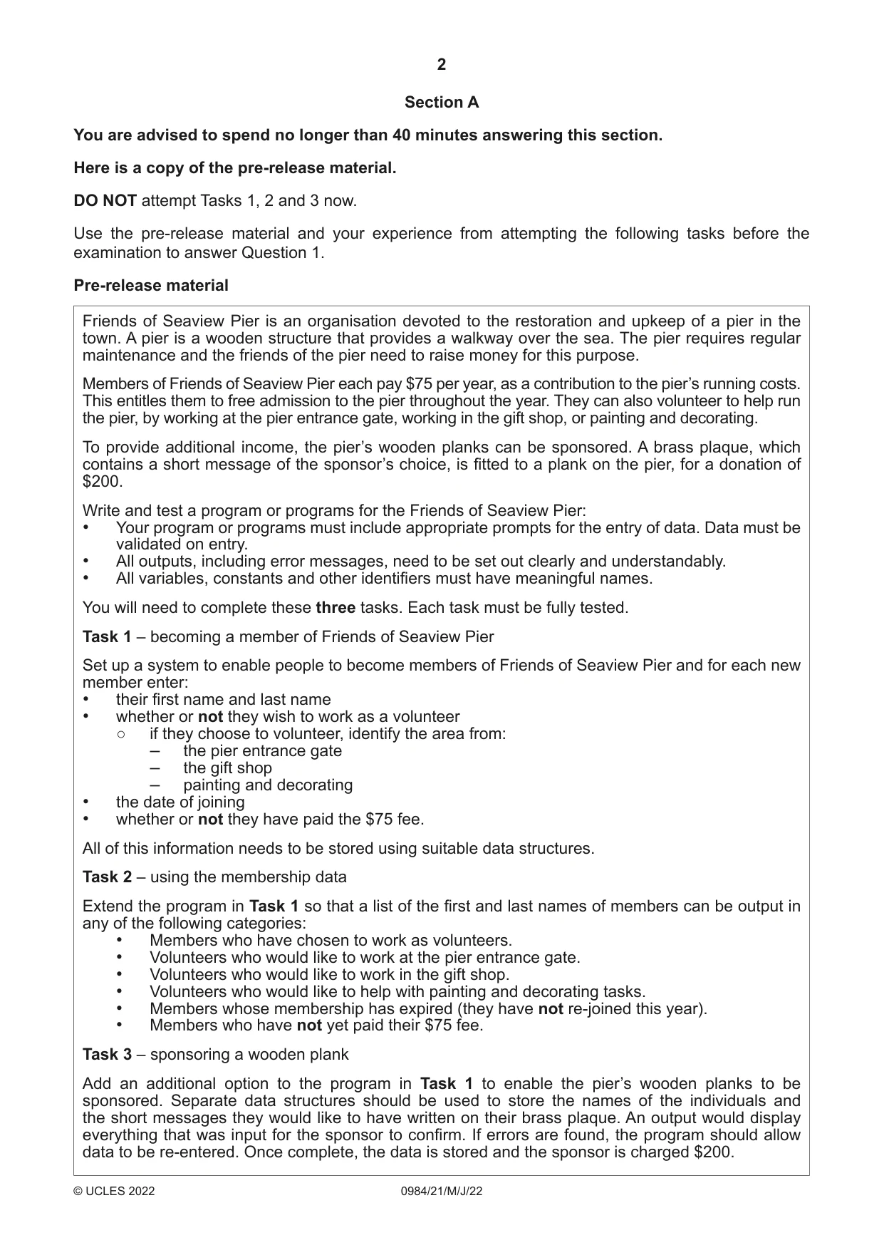 Cambridge IGCSE Computer Science (9-1) 0984 2022 May/June Paper 2 · Variant 1 question paper, page 2 of 12