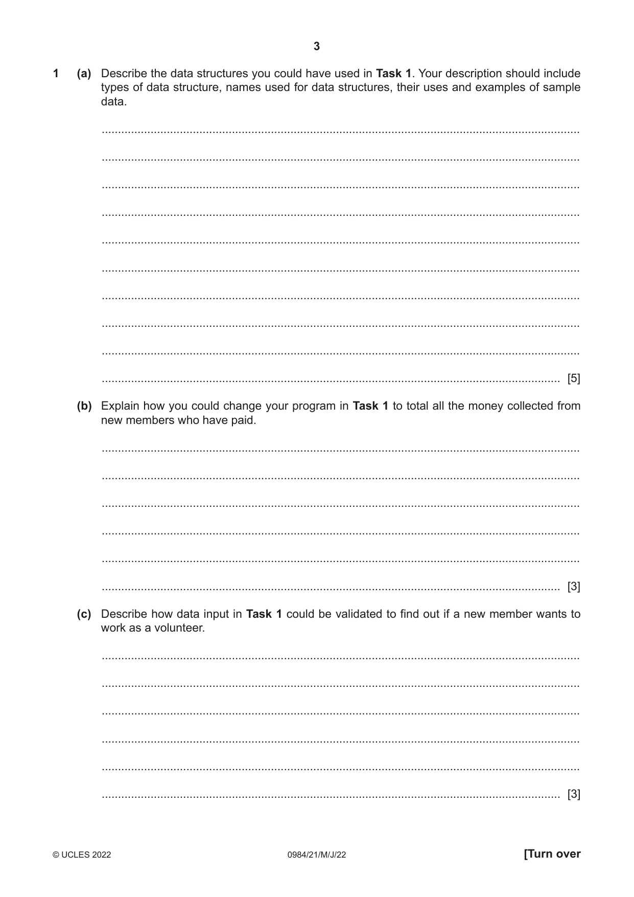 Cambridge IGCSE Computer Science (9-1) 0984 2022 May/June Paper 2 · Variant 1 question paper, page 3 of 12