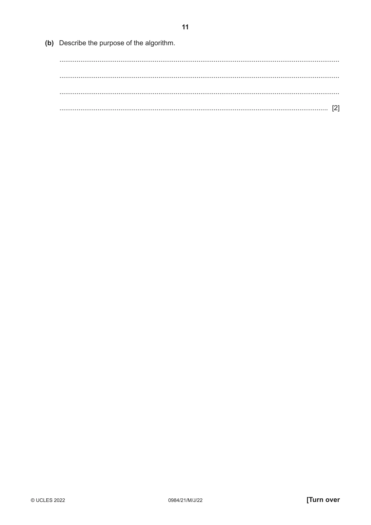 Cambridge IGCSE Computer Science (9-1) 0984 2022 May/June Paper 2 · Variant 1 question paper, page 11 of 12