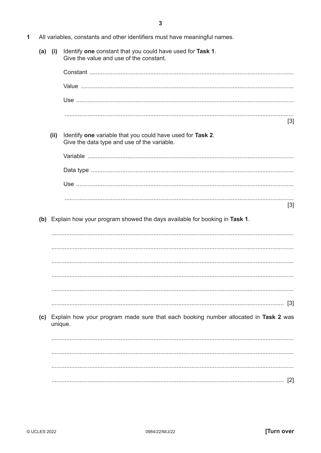 Cambridge IGCSE Computer Science (9-1) 0984 2022 May/June Paper 2 · Variant 2 question paper, page 3 of 12