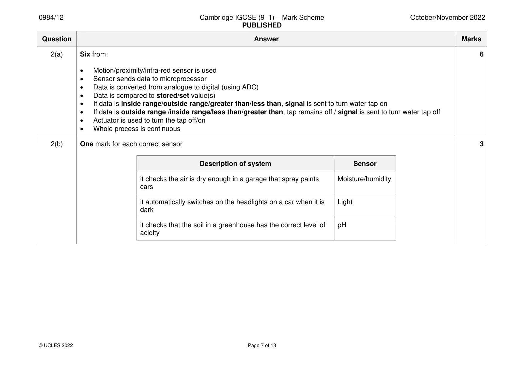 Mark scheme, page 7 of 13